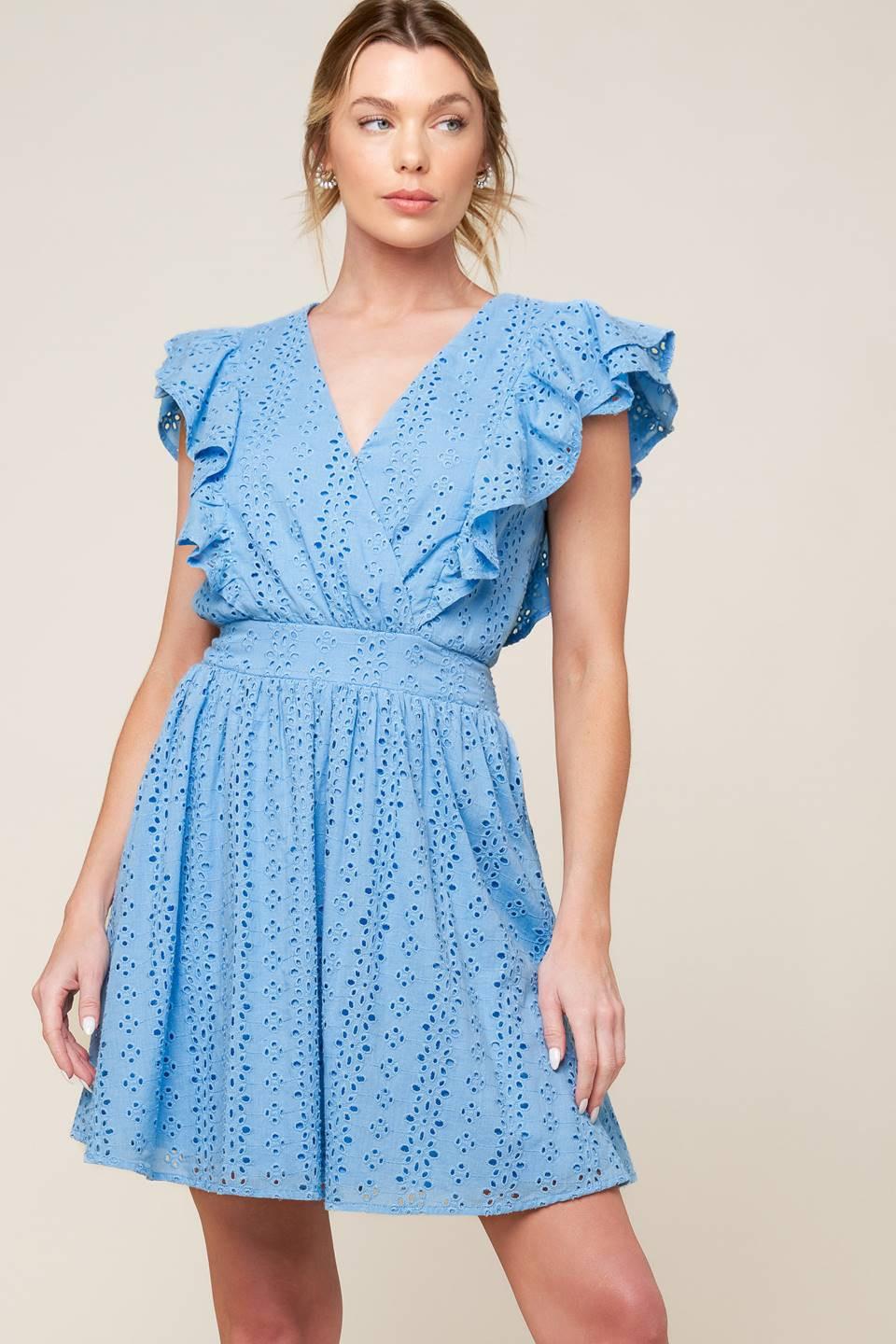 Keep Me Close Powder Blue Woven Mini Dress - Image 6