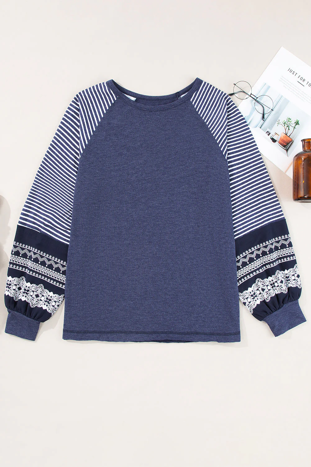 Threaded Pear Kelsey Striped Raglan Long Sleeve Loose Top - Image 10