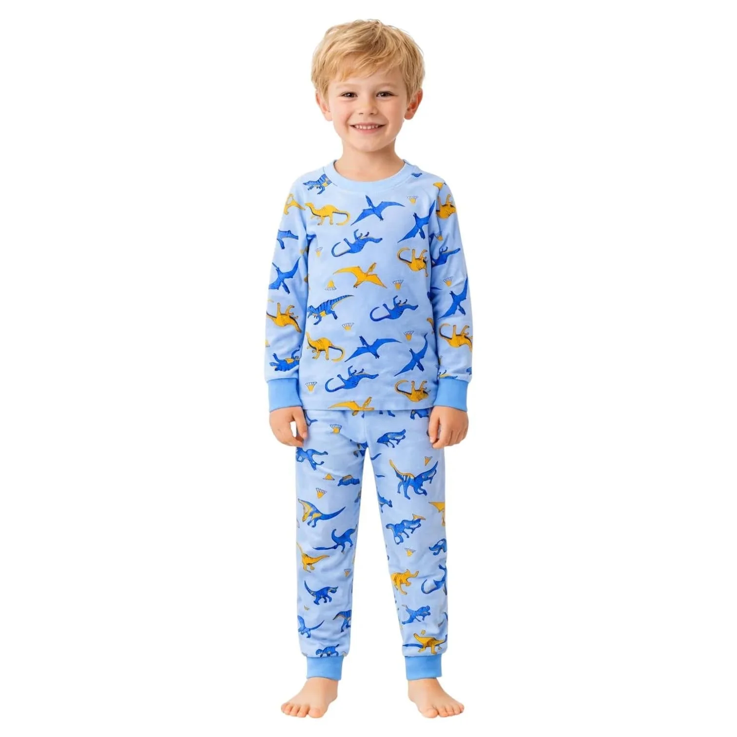 Kids 3 Pack Pajamas Toddlers and Boys Snug Fitted Long Sleeve Sleepwear Sets - Image 19