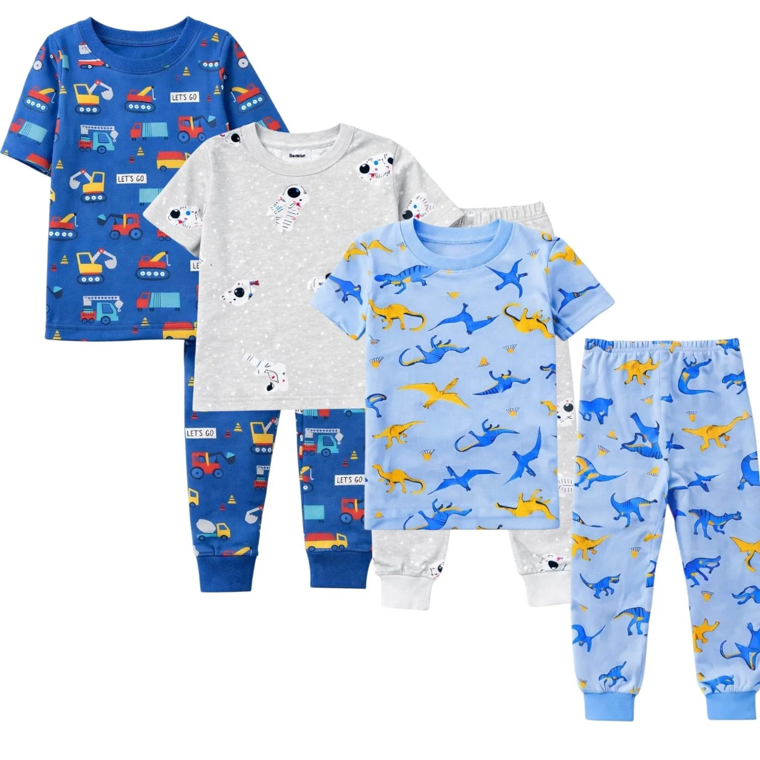 Kids 3 Pack Pajamas Toddlers and Boys Snug Fitted Short Sleeve Sleepwear Sets - Image 13