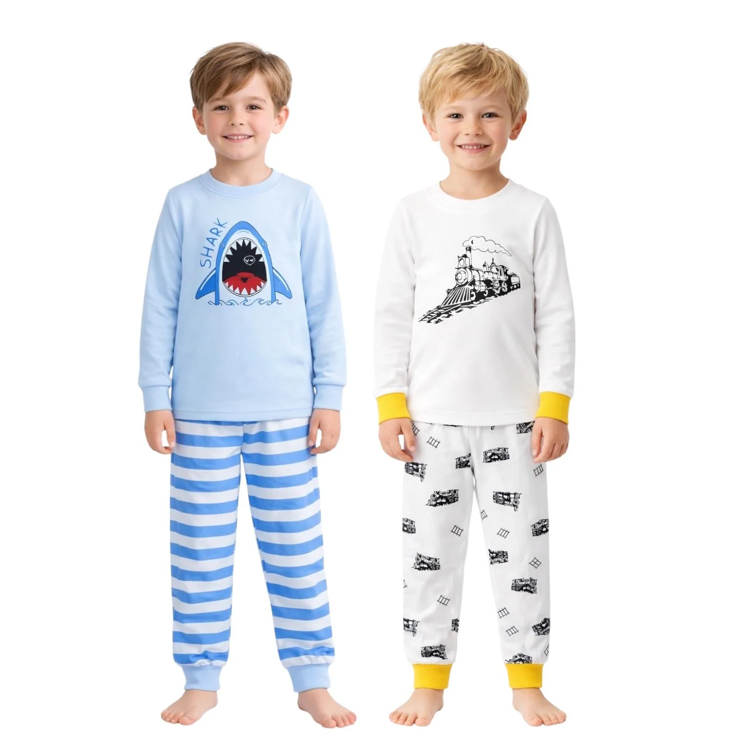 Kids and Toddlers Boys Soft 2 Pack Pajama Sets Snug Fitted Ultra Soft Sleepwear Sets Long Sleeve - Image 30