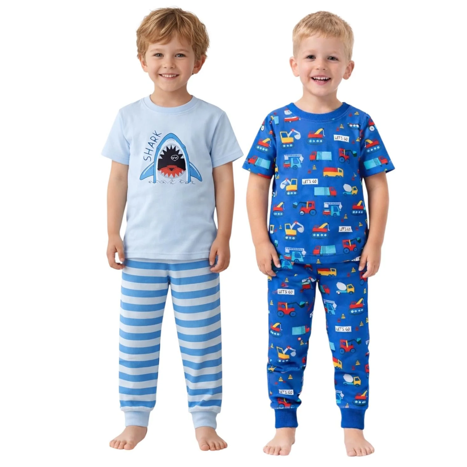 Kids and Toddlers Boys Soft 2 Pack Pajama Sets Snug Fitted Ultra Soft Sleepwear Sets Short Sleeve - Image 36