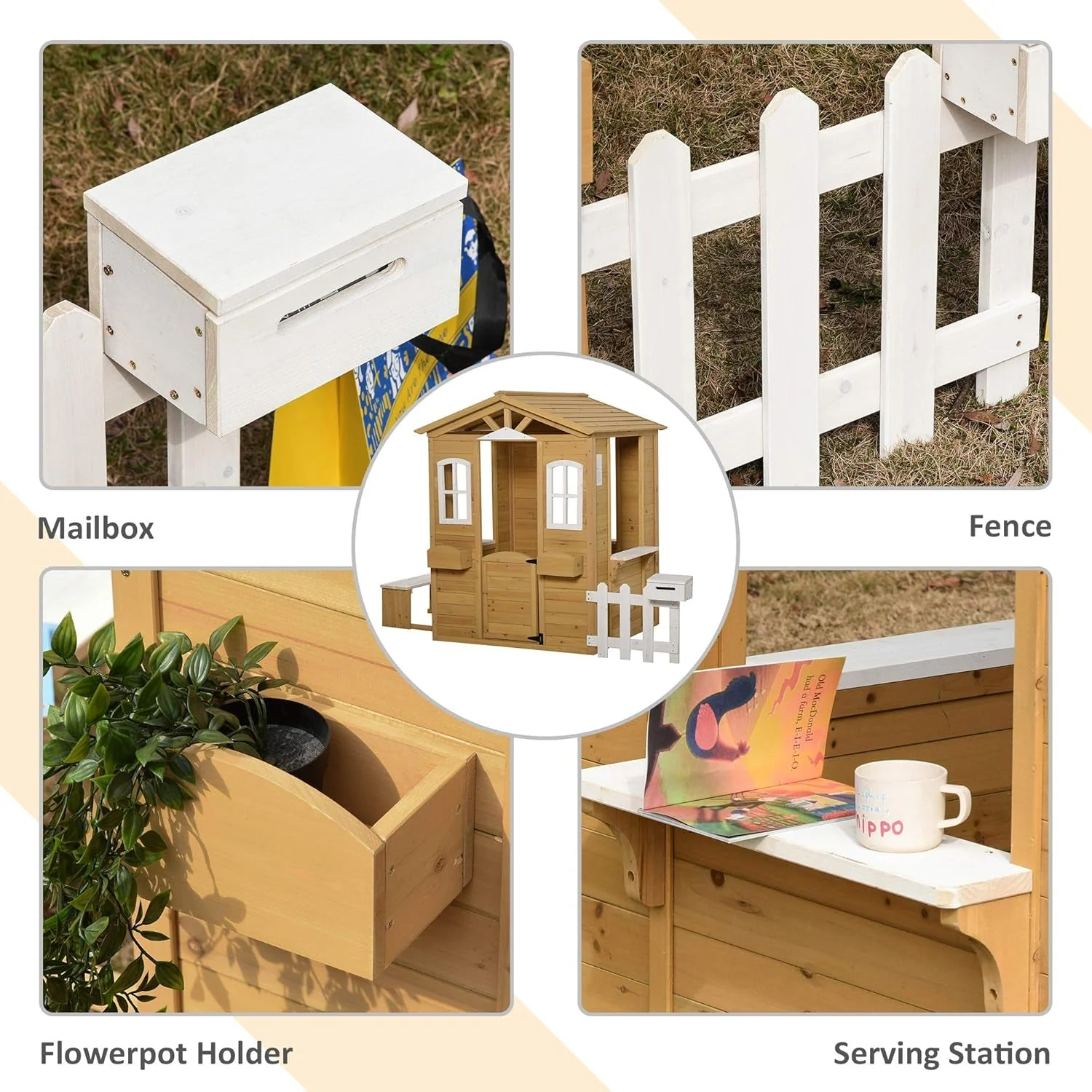 Kids Outdoor Wood Playhouse With Working Door And Windows by ShipItFurniture - Image 3