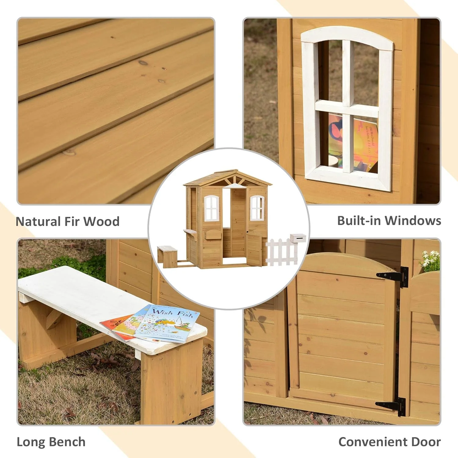 Kids Outdoor Wood Playhouse With Working Door And Windows by ShipItFurniture - Image 4