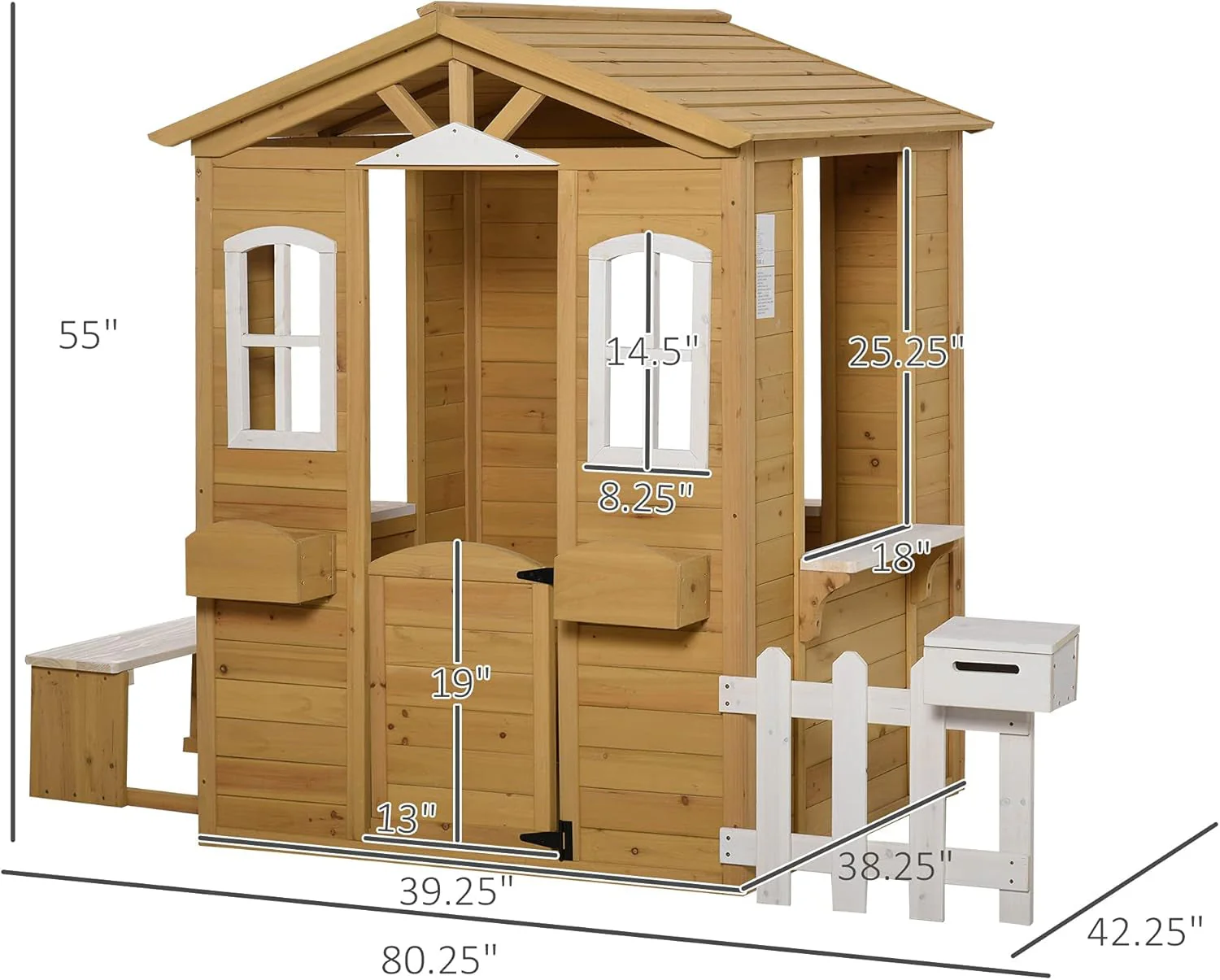 Kids Outdoor Wood Playhouse With Working Door And Windows by ShipItFurniture - Image 5