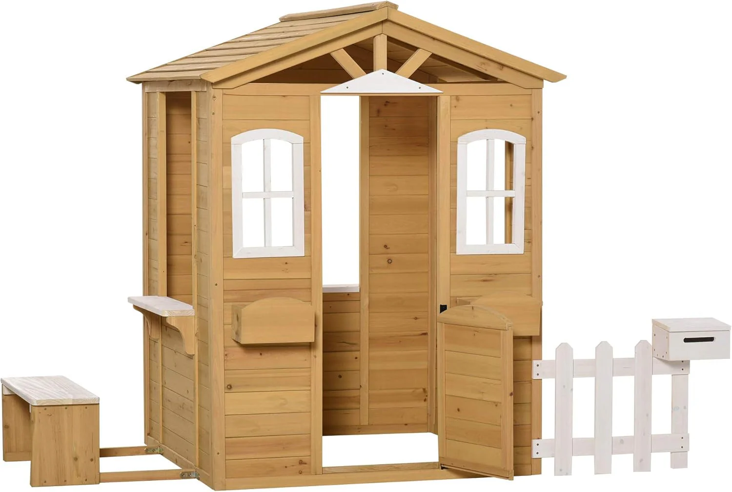 Kids Outdoor Wood Playhouse With Working Door And Windows by ShipItFurniture - Image 7