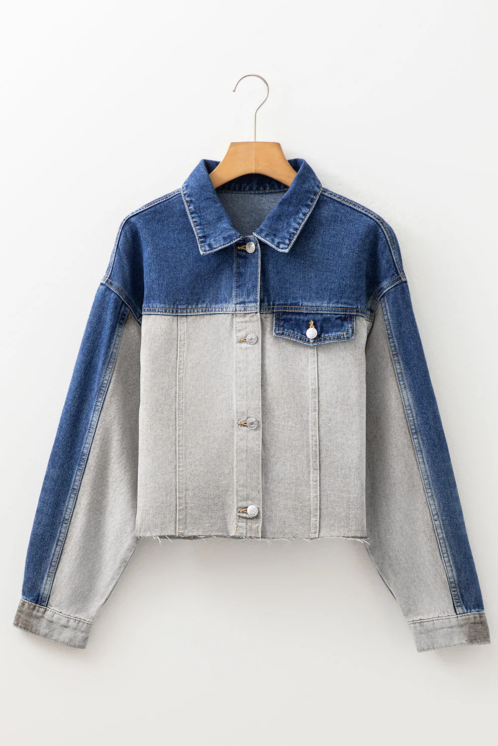 Threaded Pear Kikki Detail Distress Denim Jacket - Image 9