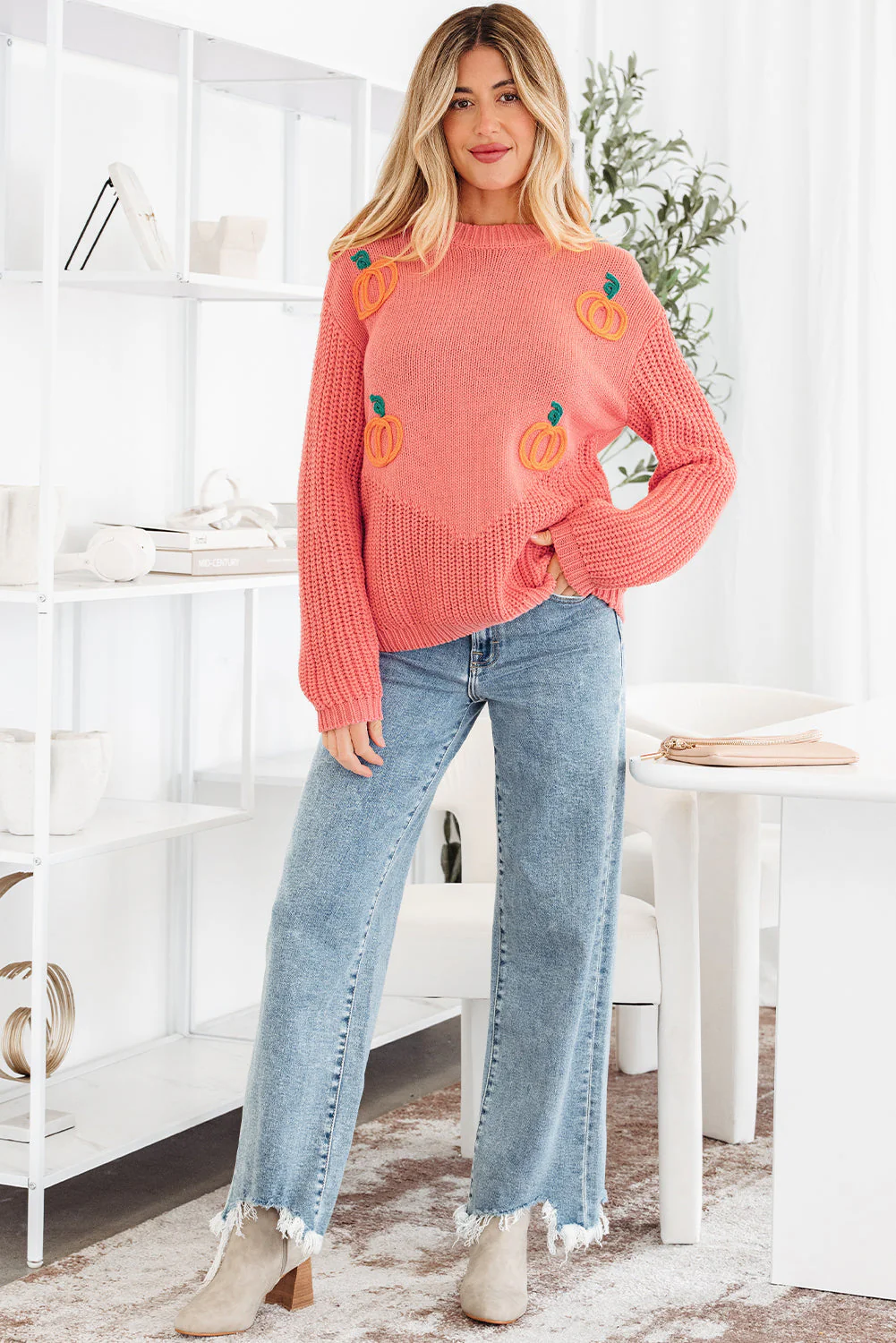 Threaded Pear Kirahira Embroidered Thanksgiving Holiday Sweater - Image 5