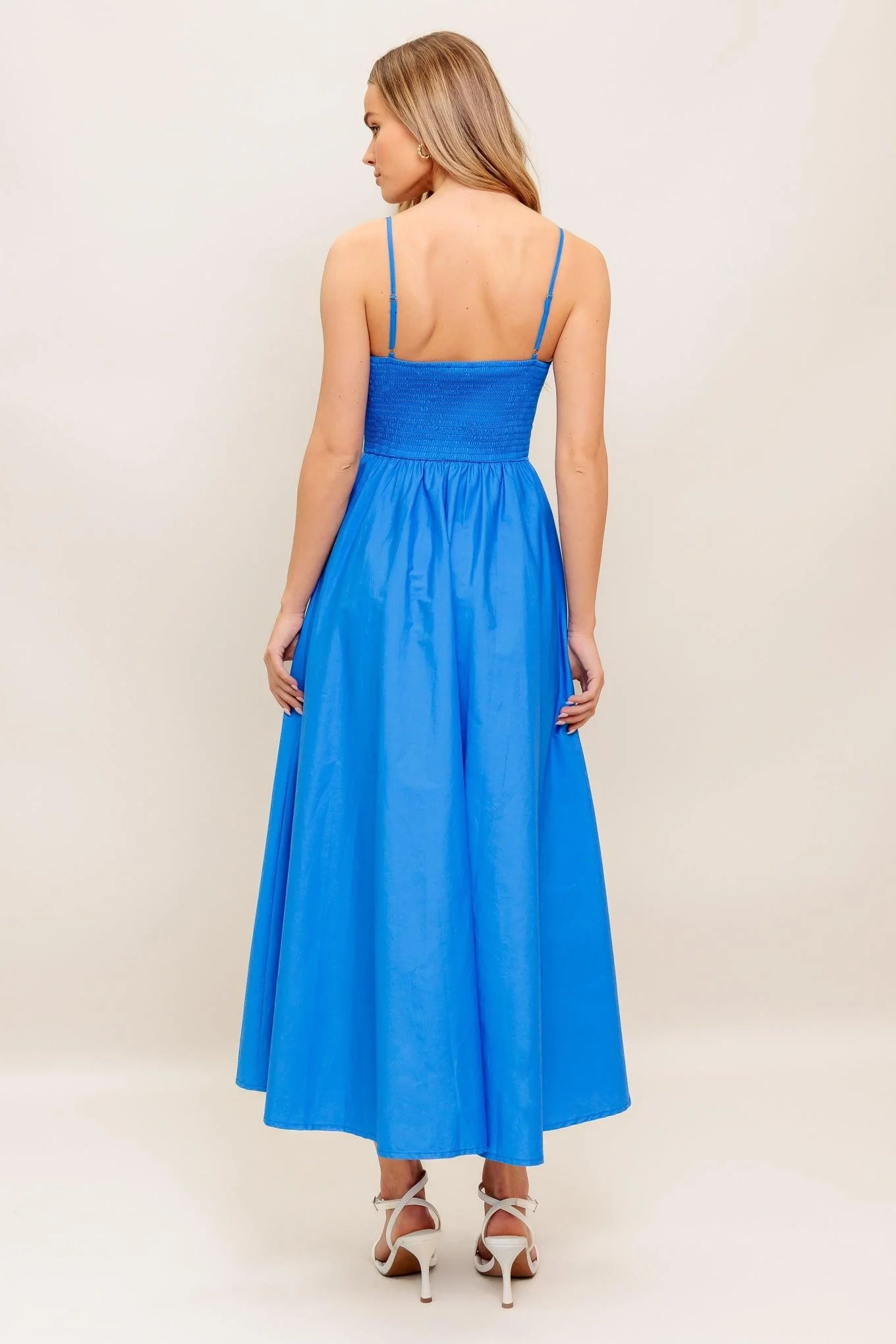 Kissable Knot Blue Woven Midi Dress - Image 2