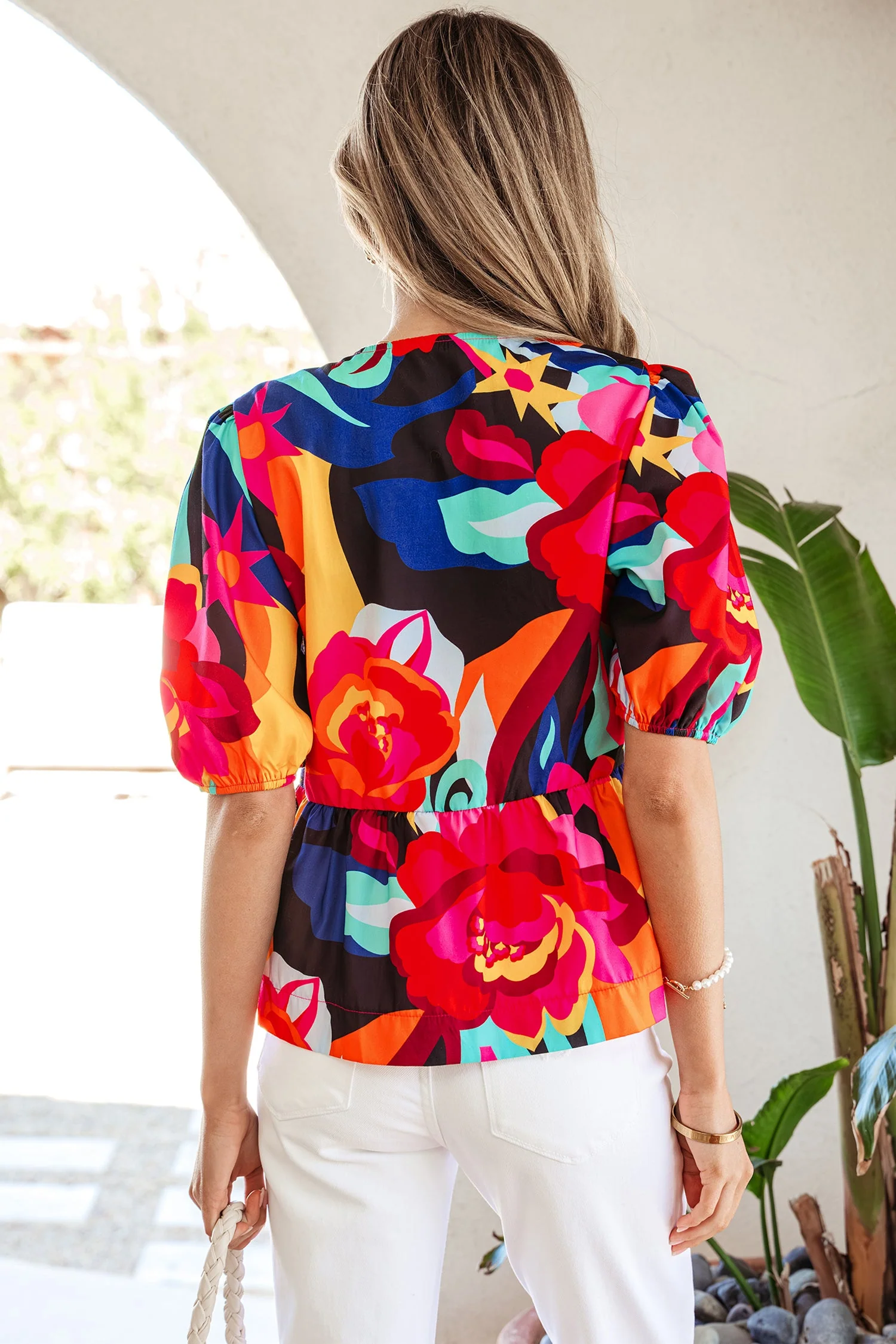 Threaded Pear Kylee Puff Sleeve Babydoll Blouse - Image 2