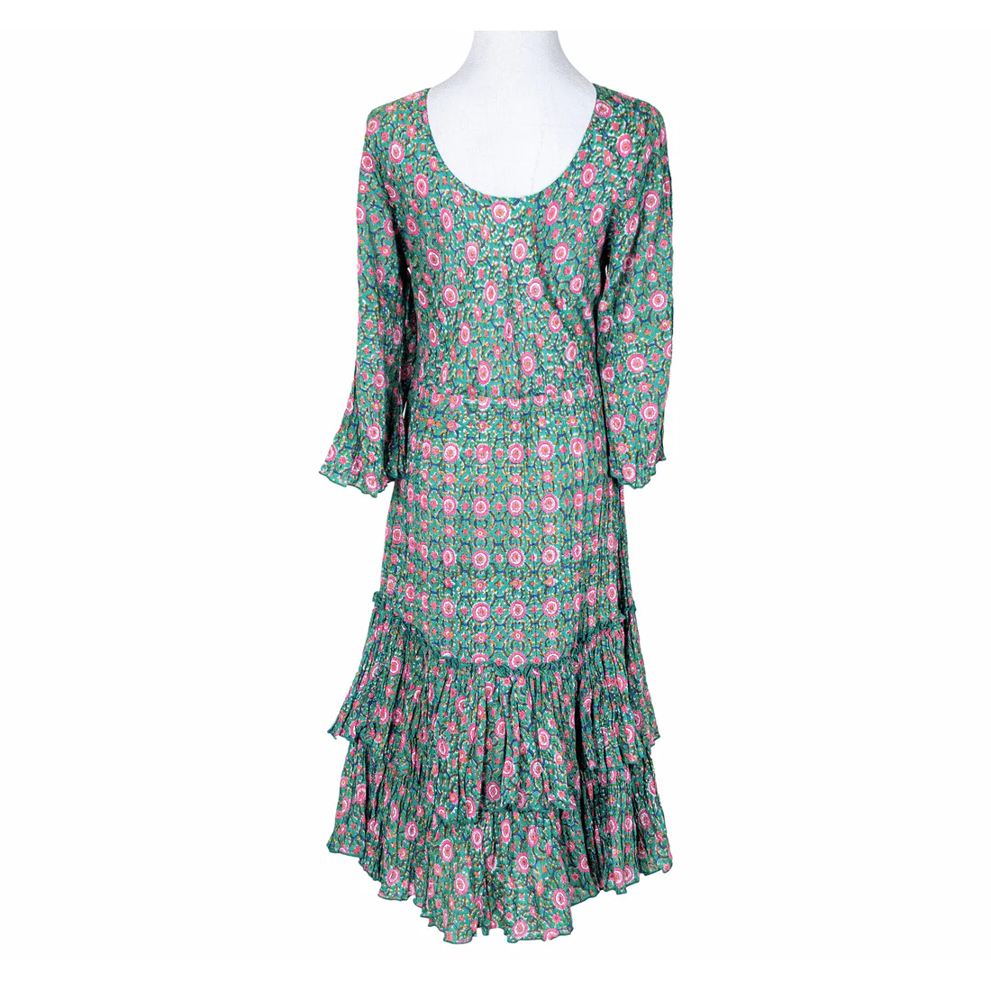 La Chic Women’s Cotton Block Print Tiered Midi Dress - Image 6
