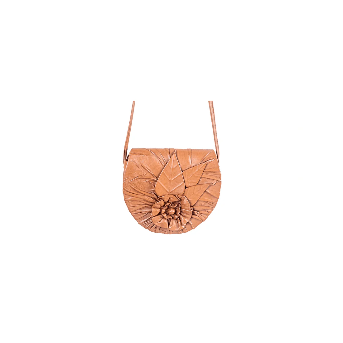 La Chic Women's Handcrafted Leather Floral Accent Crossbody Bag - Image 7
