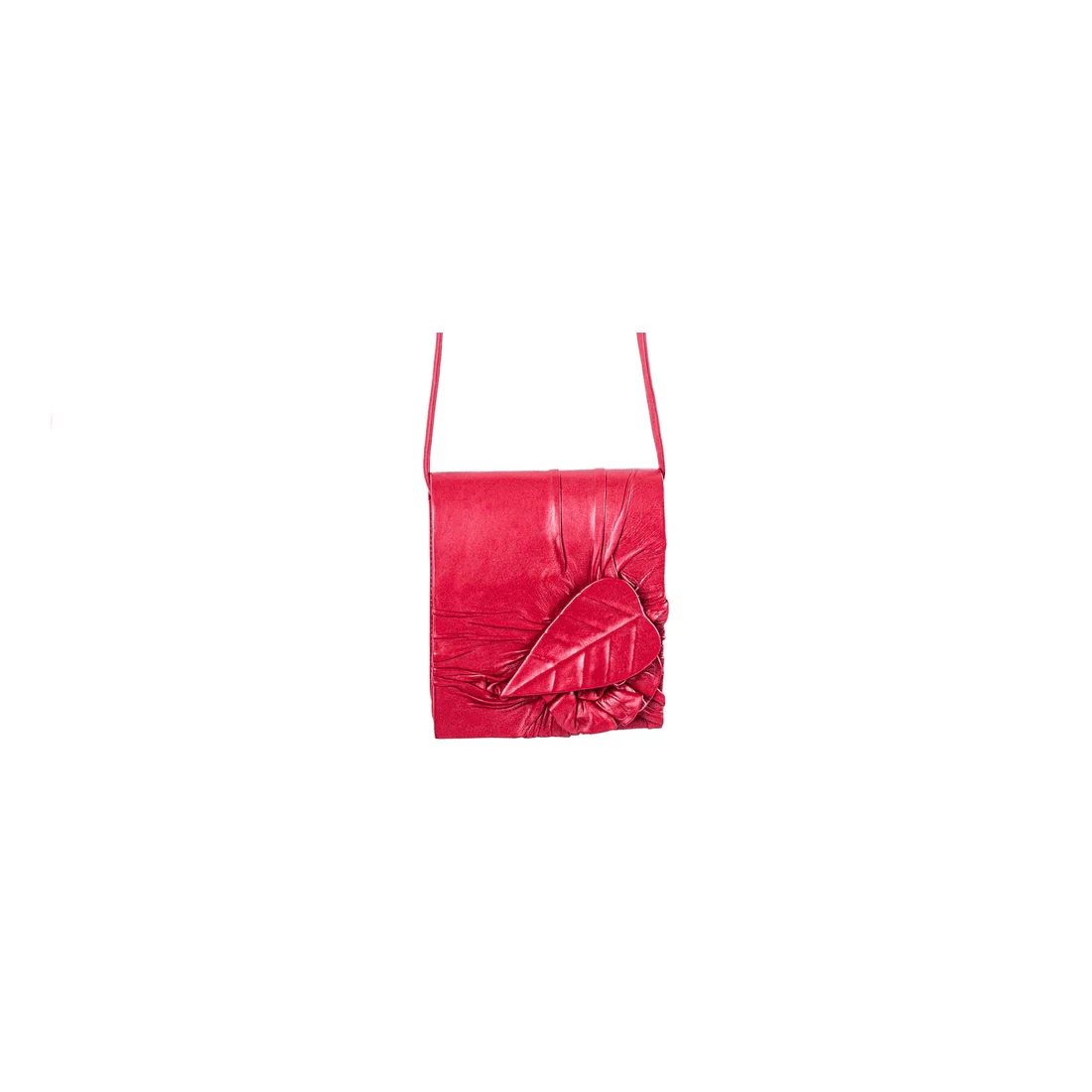 La Chic Women's Handcrafted Leather Leaf Accent Crossbody Bag - Image 12