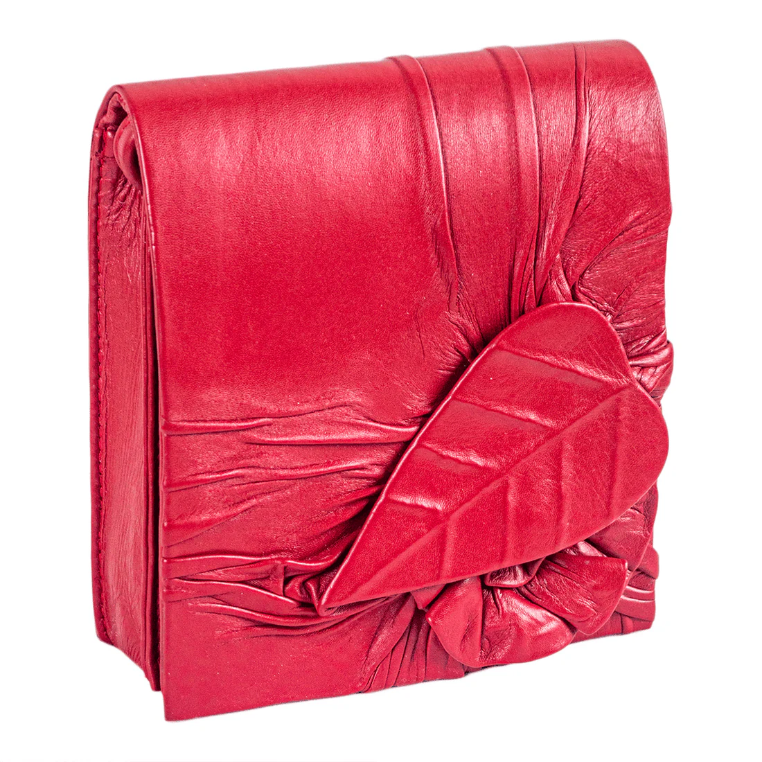 La Chic Women's Handcrafted Leather Leaf Accent Crossbody Bag - Image 13