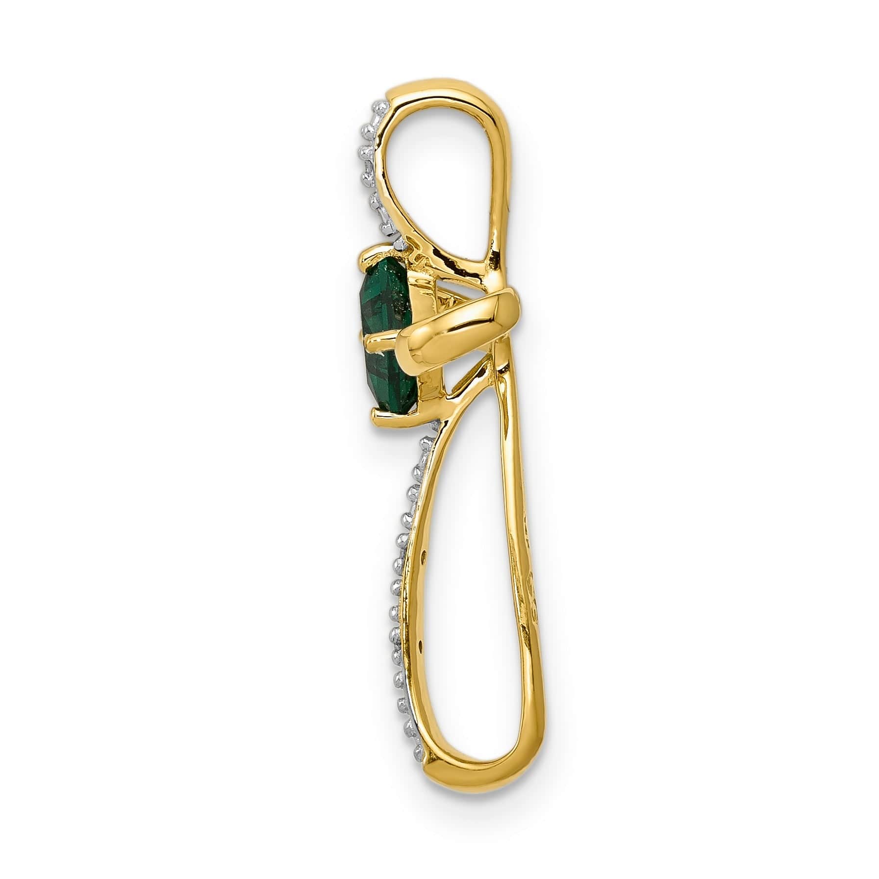 Lab Created Green Emerald and White Diamond Cross Pendant Gold Jewelry Gift for Women - Image 3