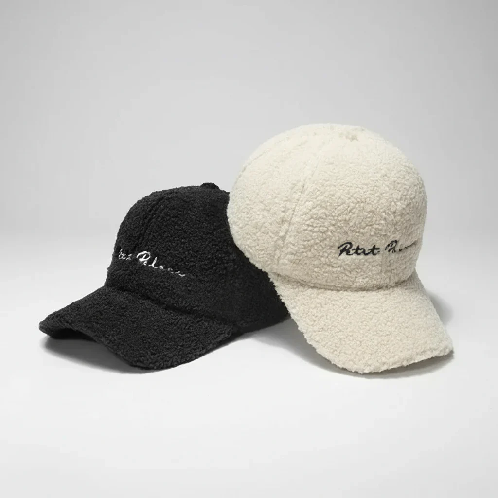 Lamb Wool Baseball Cap — Korean Style Plush Winter Sun Hat for Women - Image 2