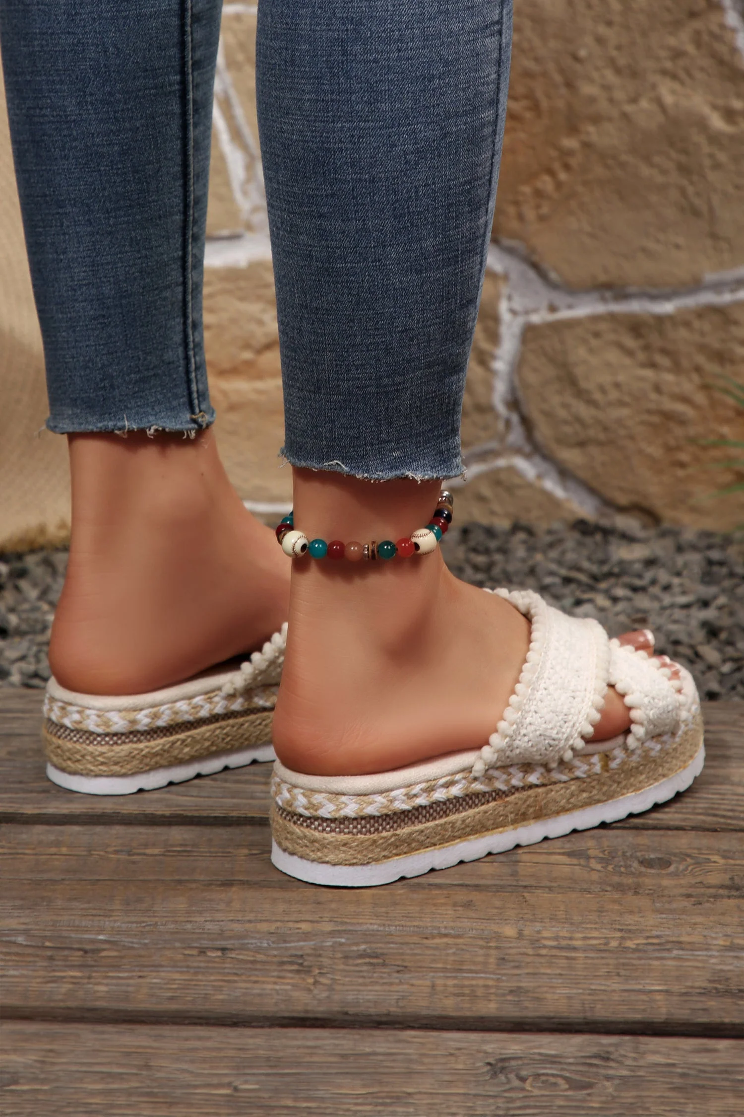 Threaded Pear Lana Knit Platform Slide Slippers - Image 5