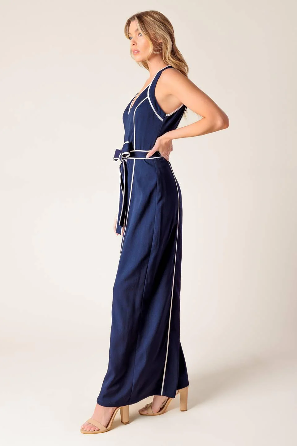 Layton Navy Woven Jumpsuit - Image 5