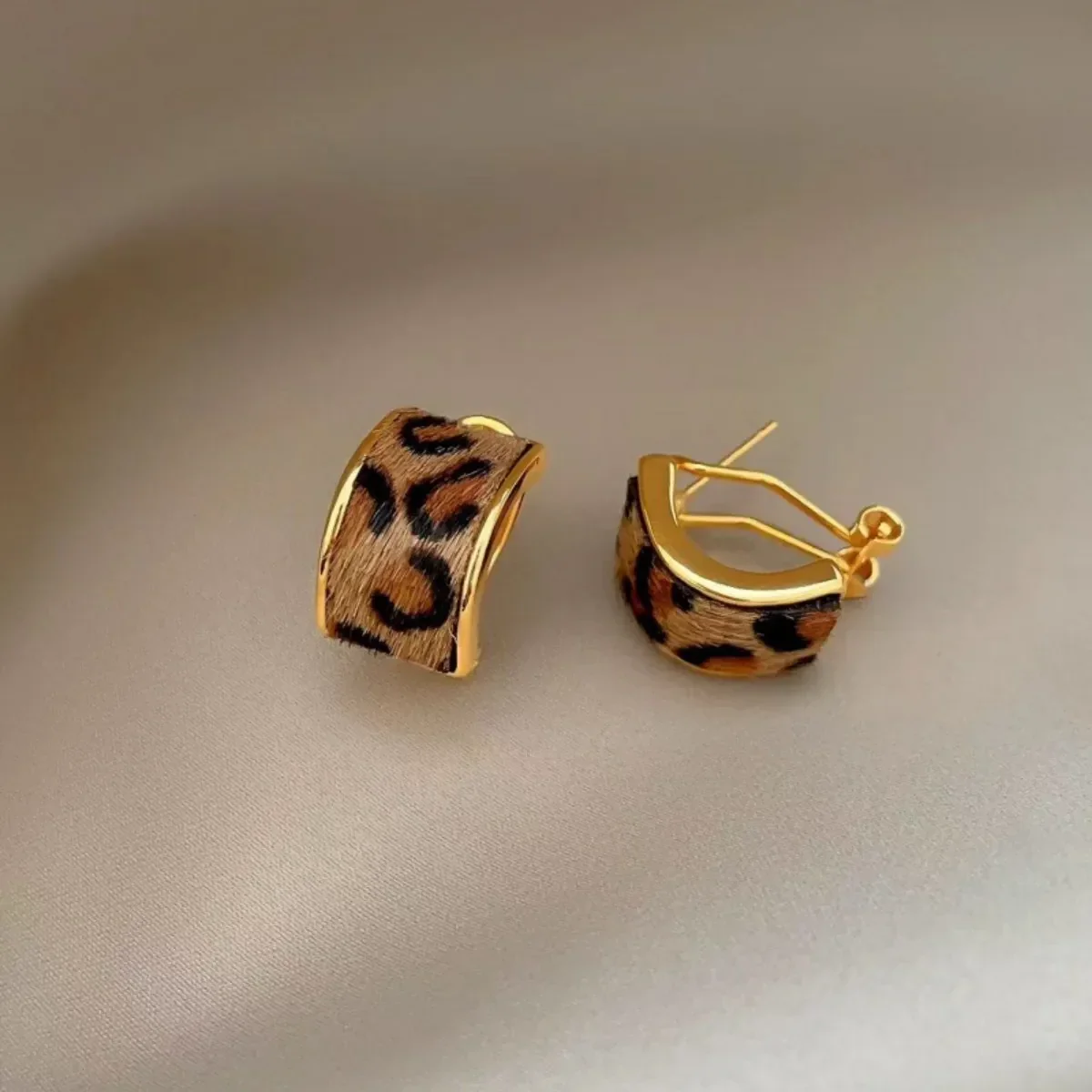 Leopard Print Hoop Earrings - Image 3