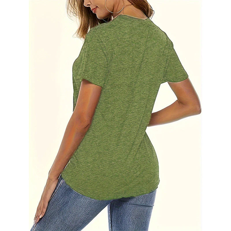 Letter Print Short Sleeve T-Shirt Casual Summer Top - Image 2