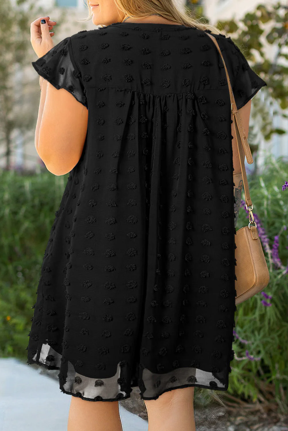 Threaded Pear Lilith Plus Size Dotty Textured Ruffled Dress - Image 2