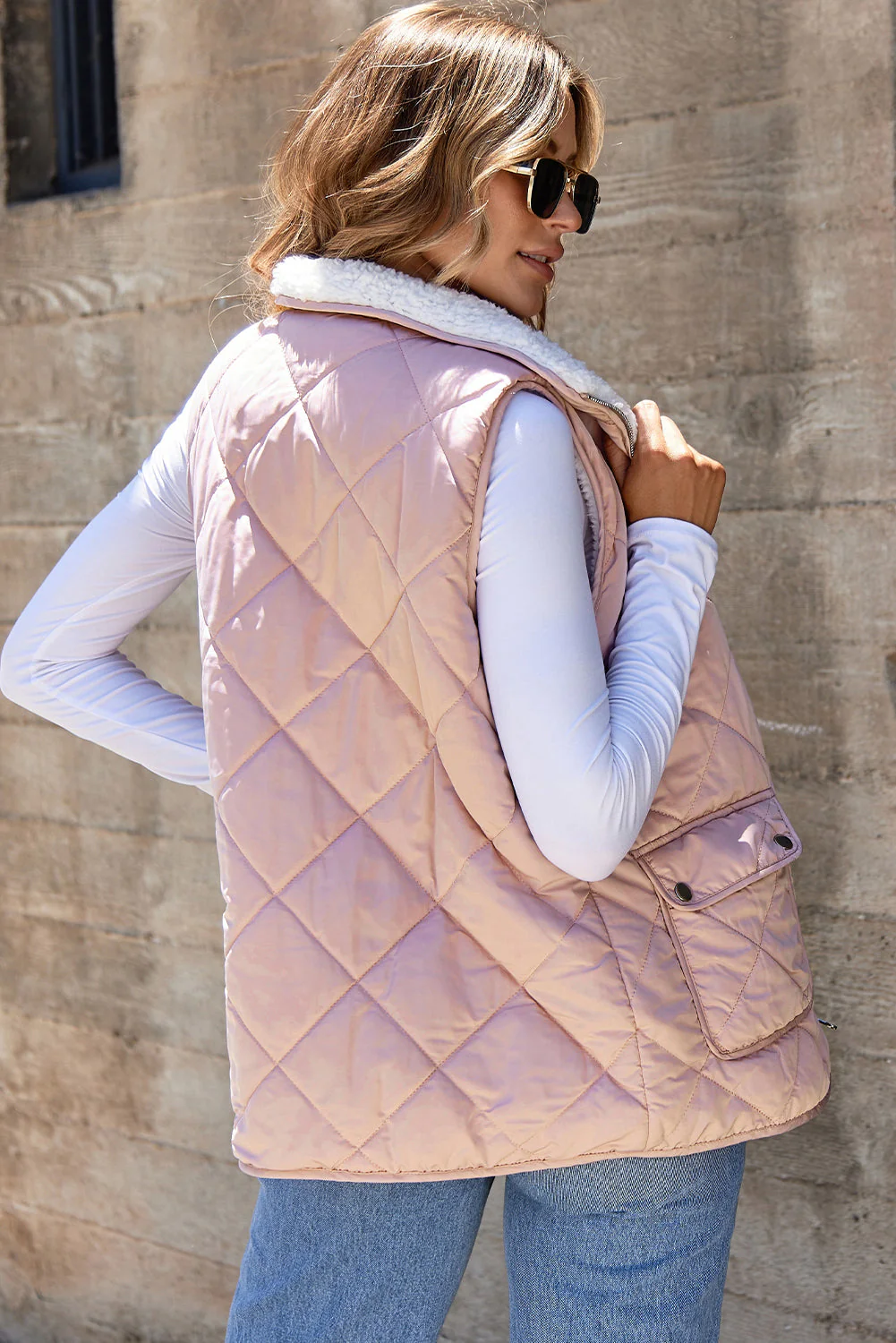 Threaded Pear Lillian Fleece Lined Quilted Vest - Image 2