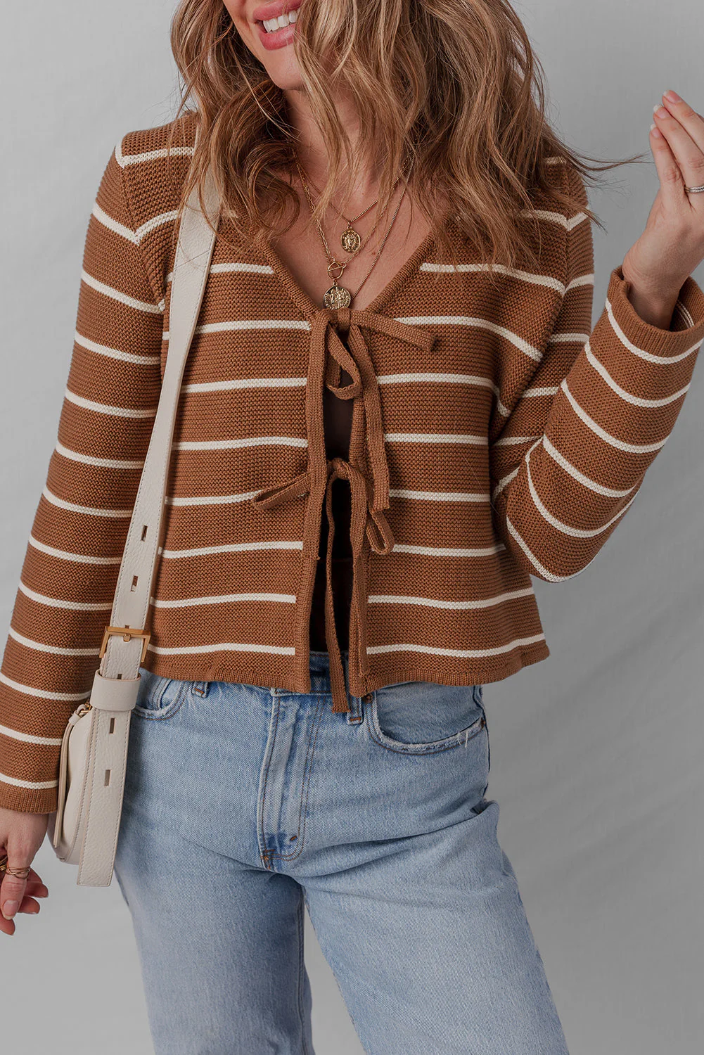 Threaded Pear Lilly Striped Knit Cardigan Sweater - Image 8