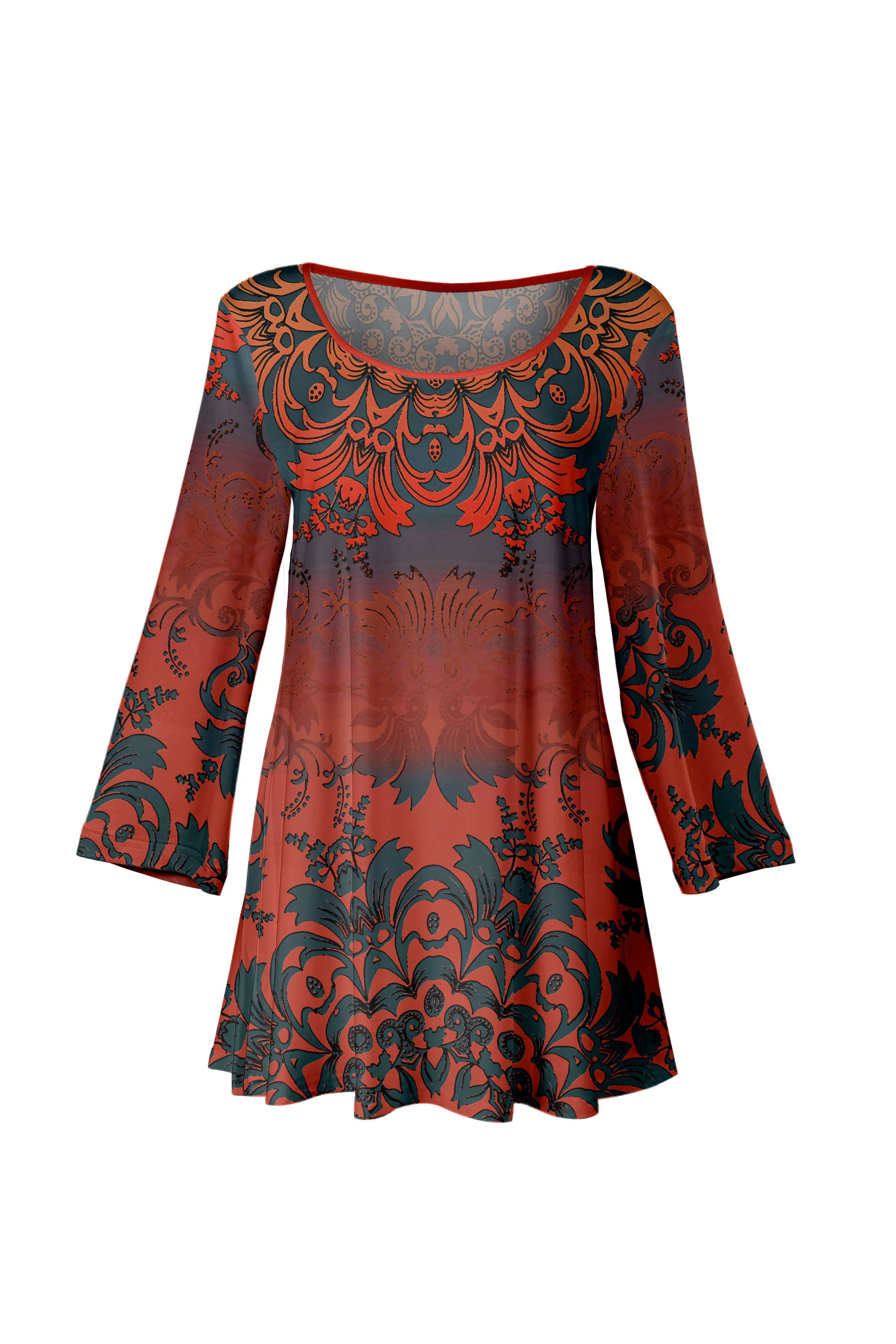 Lily by Firmiana 3/4 Sleeve Round Neck Tunic Tops - Image 5