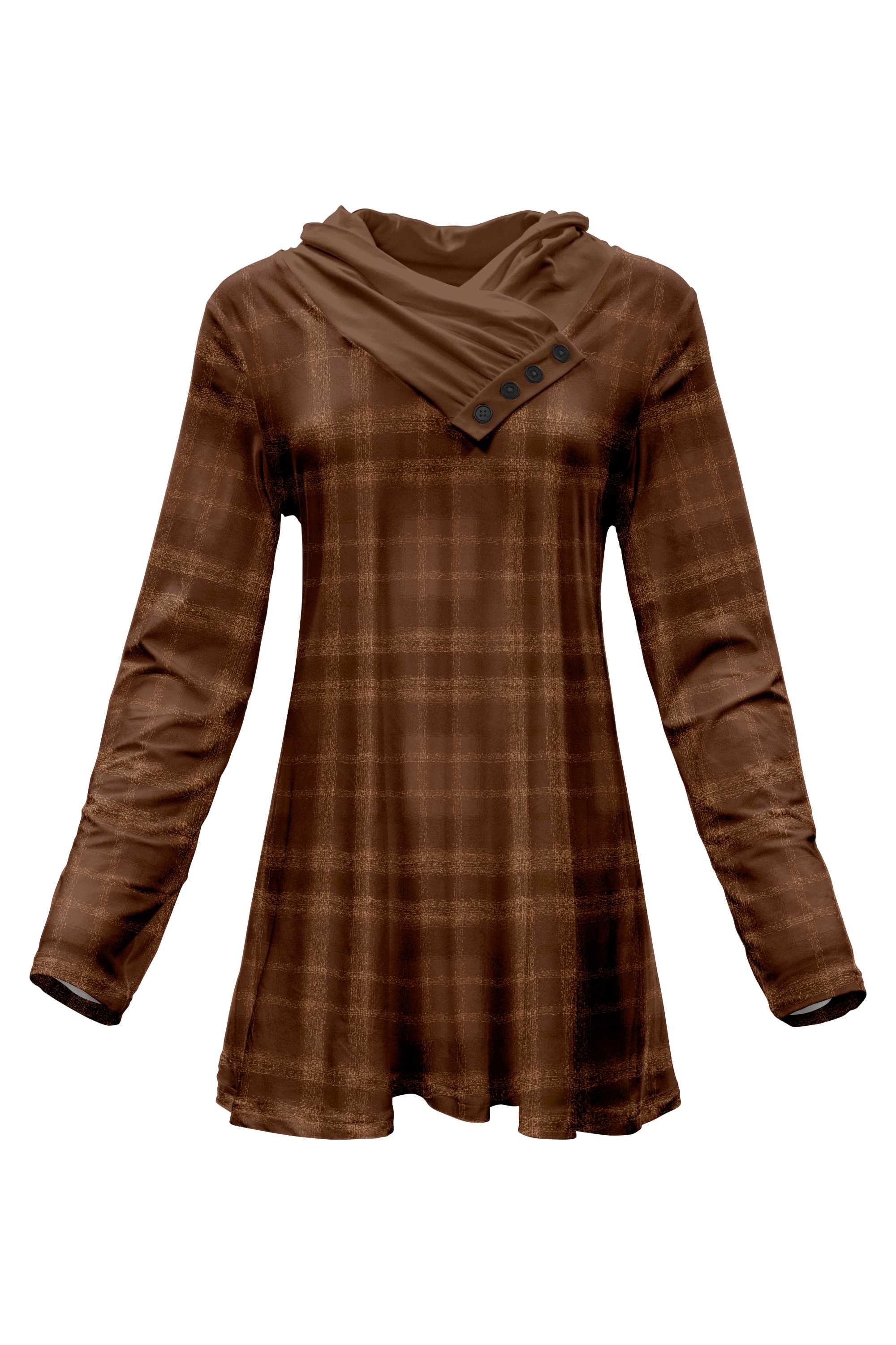 Lily by Firmiana Cowl Neck 4-Button Placket Tops - Image 25