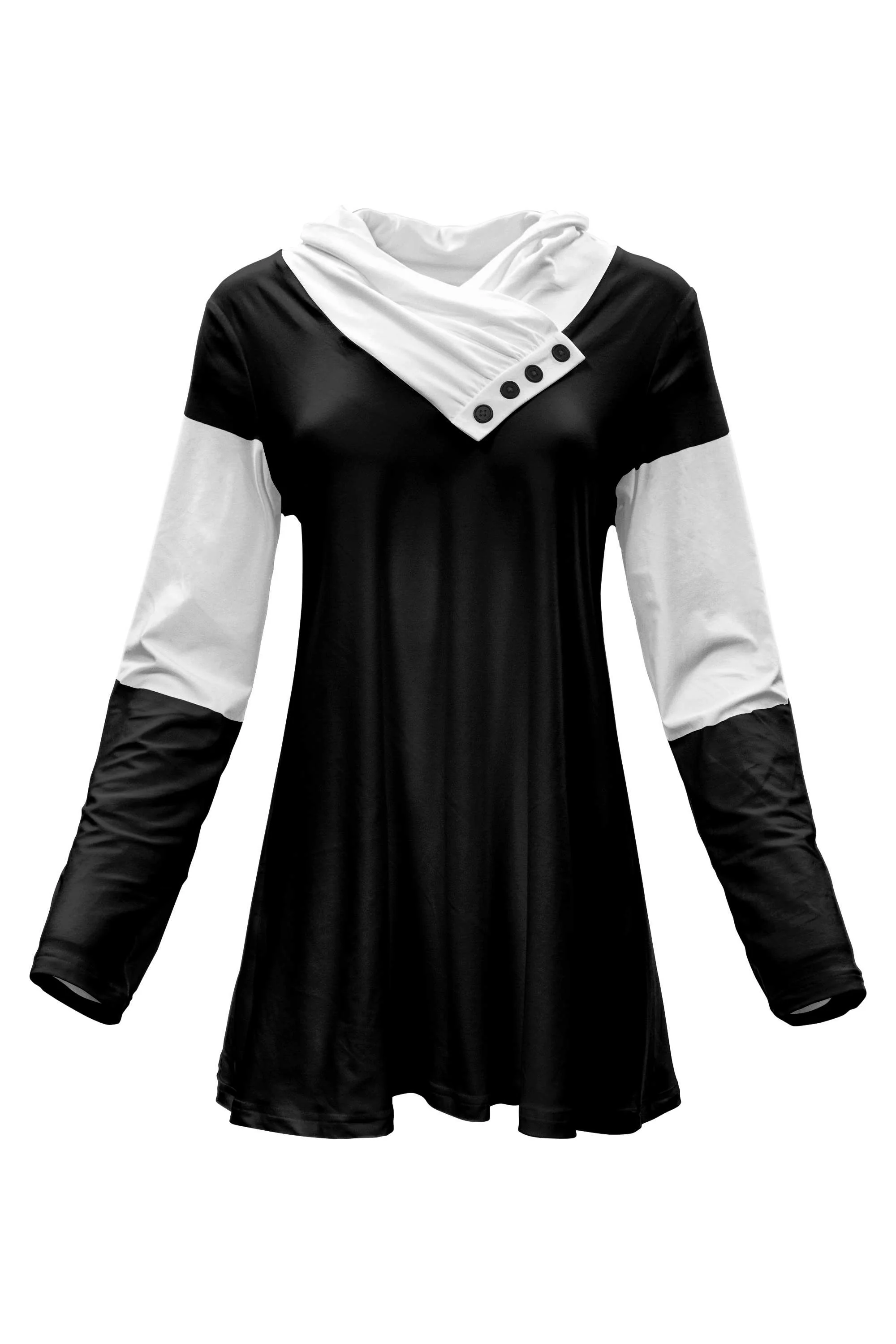Lily by Firmiana Cowl Neck 4-Button Placket Tops - Image 6