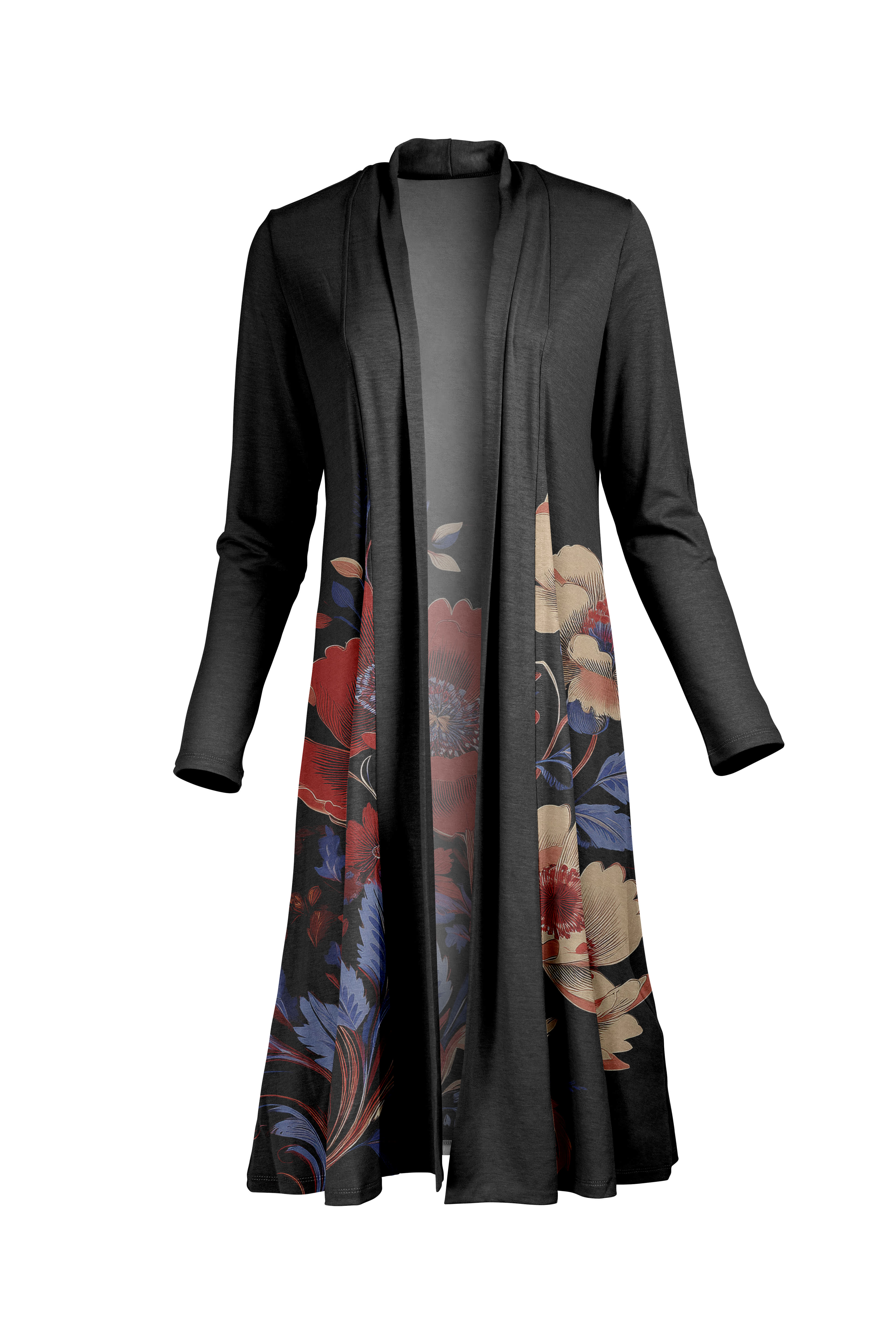 Lily by Firmiana Longline Open Front Cardigan Duster Tops - Image 25