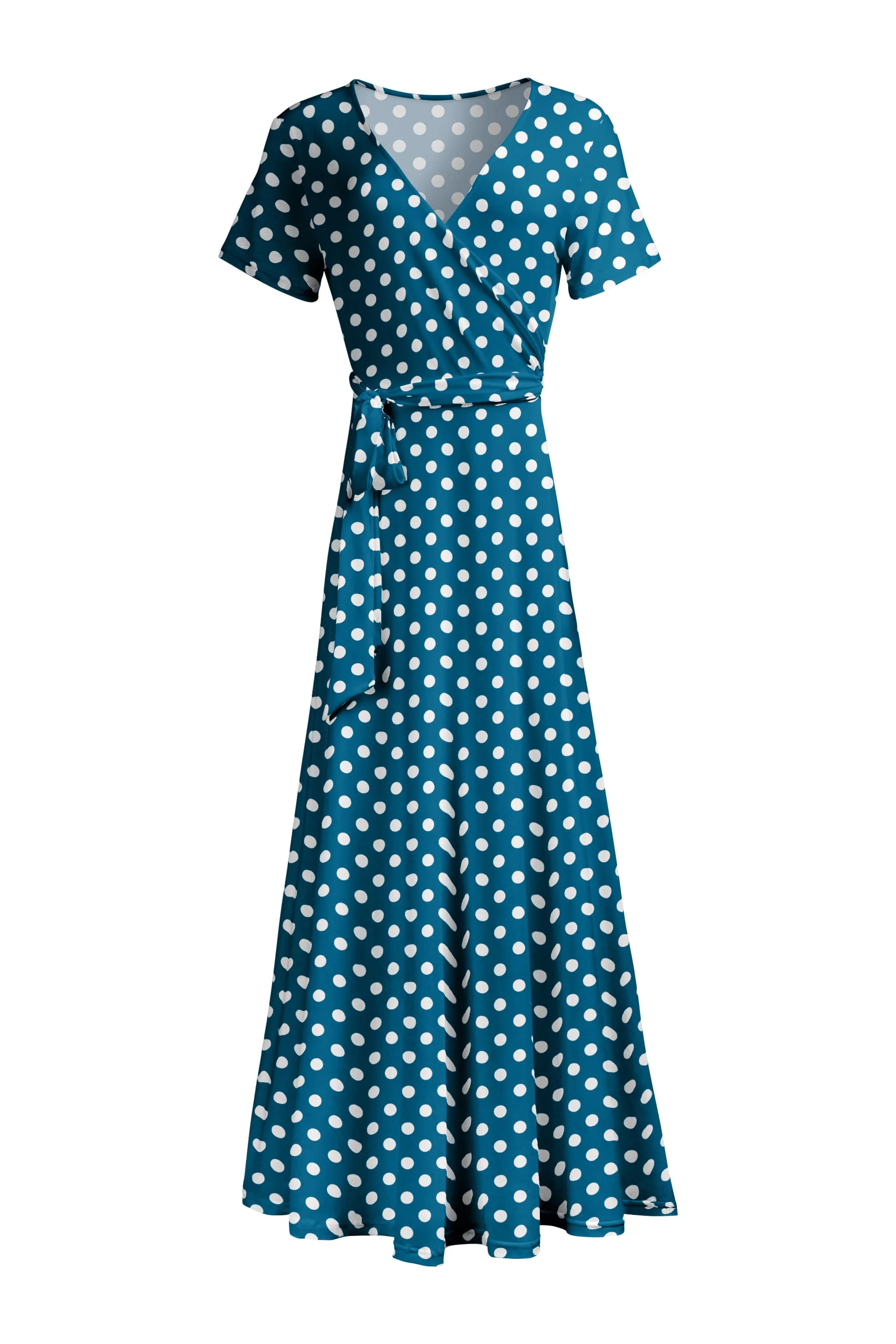 Lily by Firmiana Short Sleeve Wrap-Style Maxi Dress With Waist Tie - Image 16