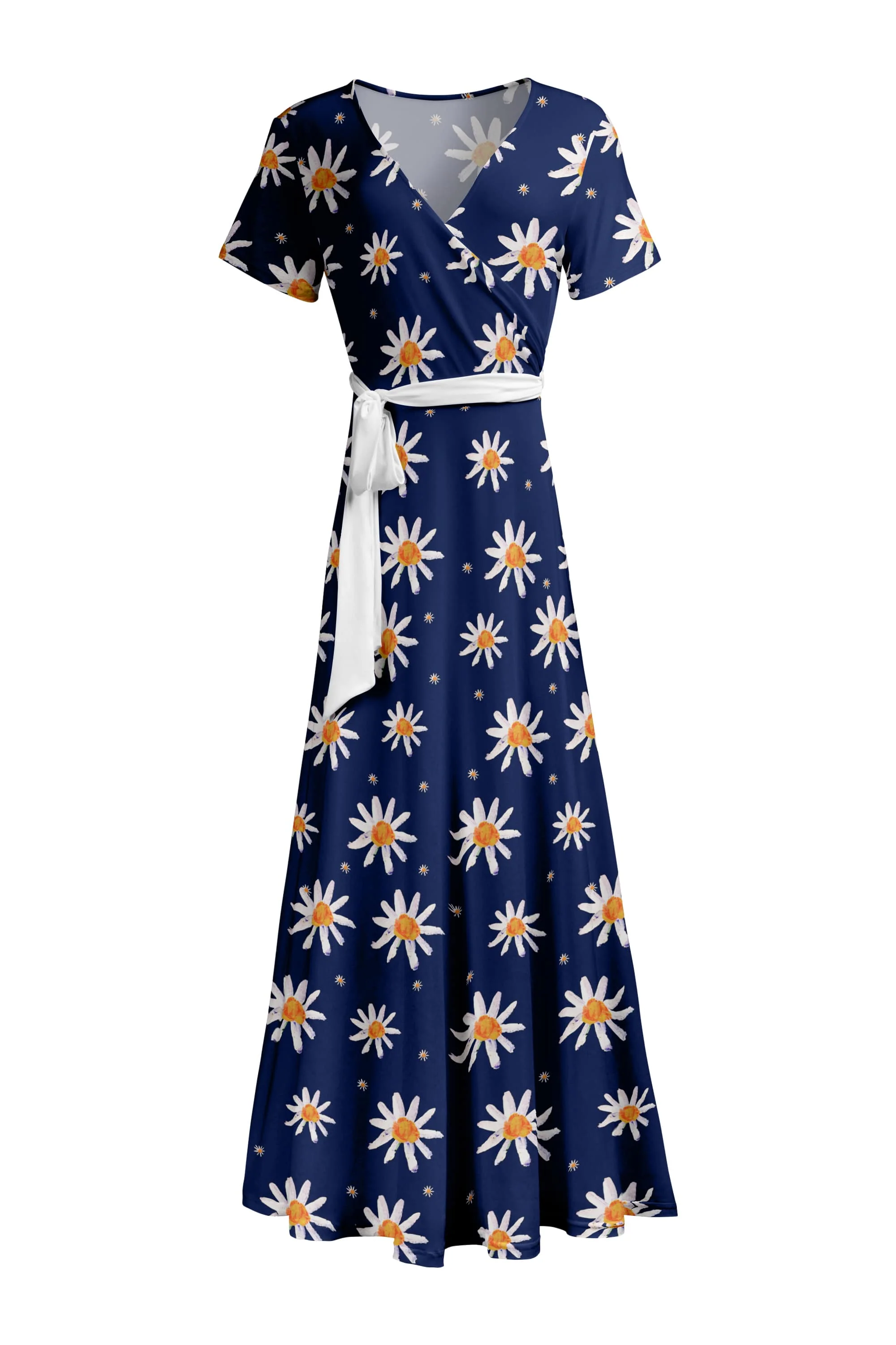 Lily by Firmiana Short Sleeve Wrap-Style Maxi Dress With Waist Tie - Image 27