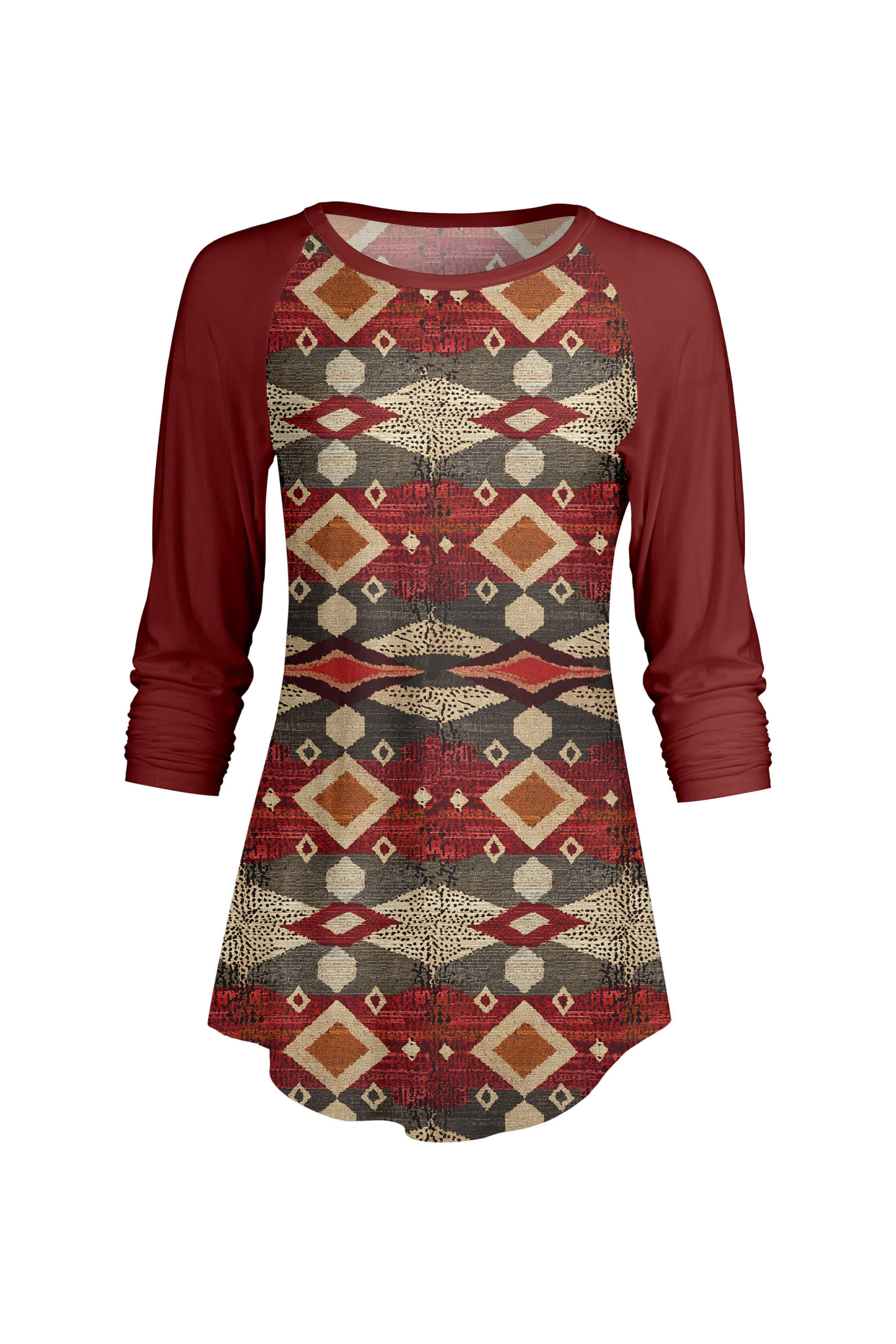 Lily by Firmiana Women’s ¾ Sleeve Scoop Neck Tunic Top Christmas Lights Print - Image 20