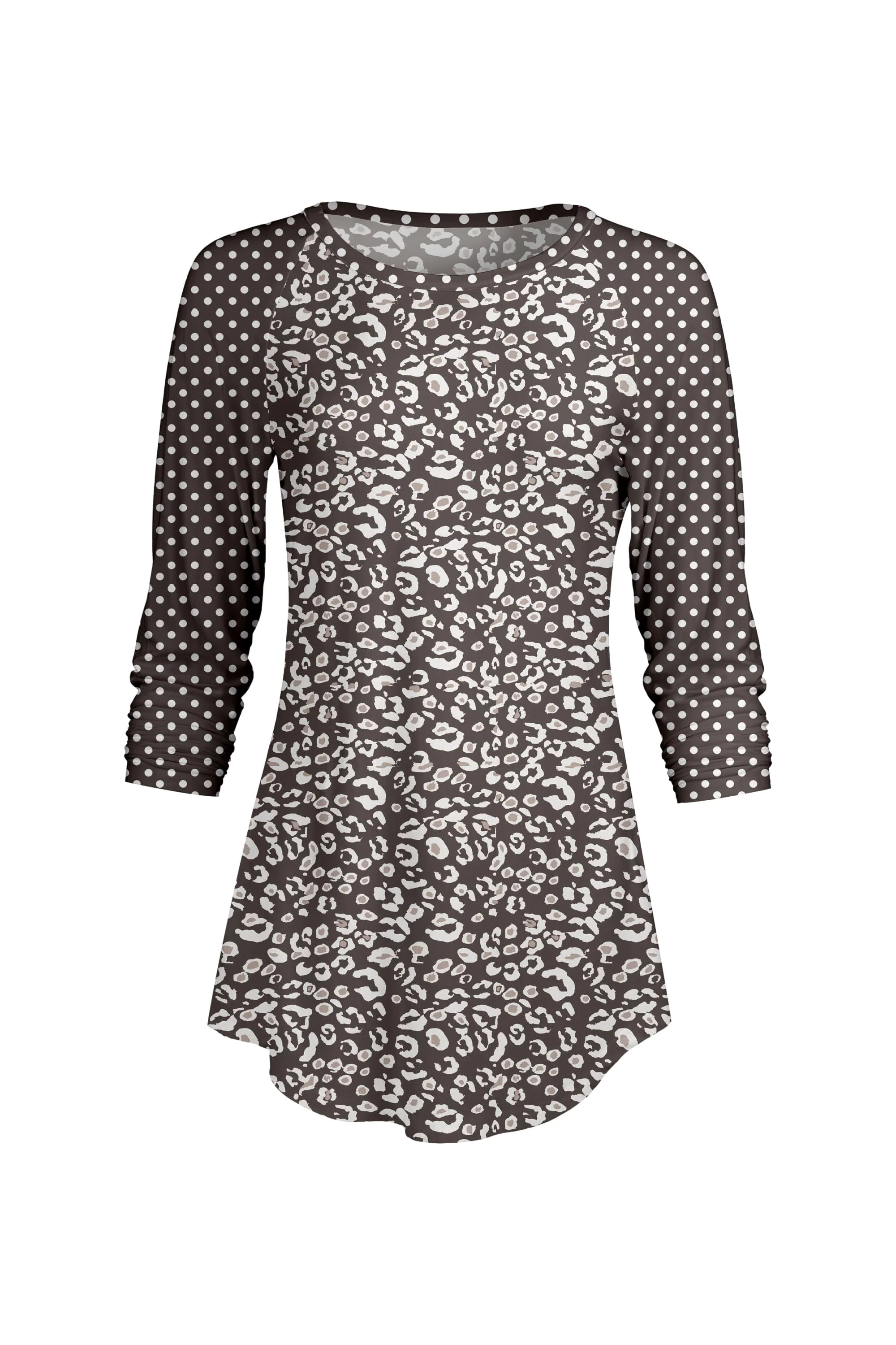 Lily by Firmiana Women’s ¾ Sleeve Scoop Neck Tunic Top Christmas Lights Print - Image 24