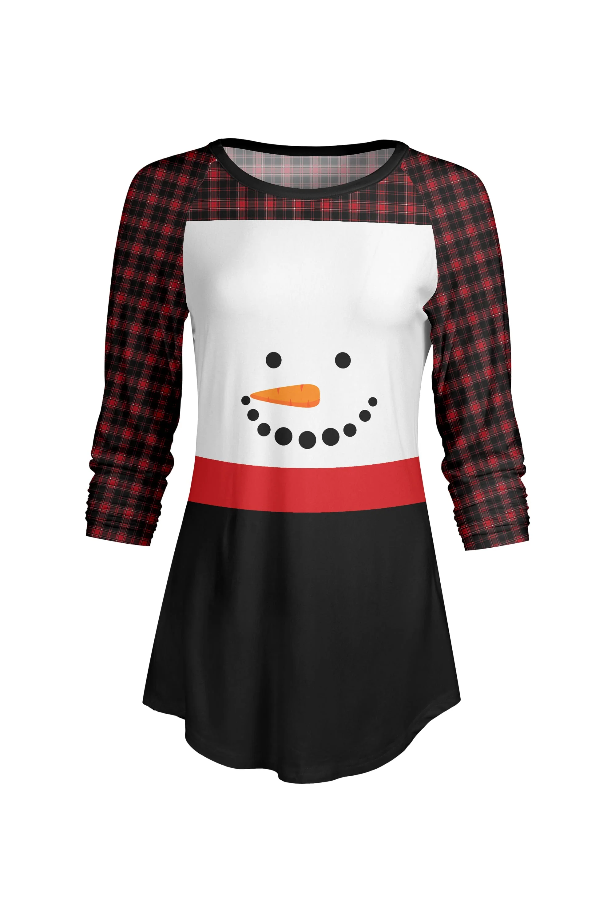 Lily by Firmiana Women’s ¾ Sleeve Scoop Neck Tunic Top Christmas Lights Print - Image 31