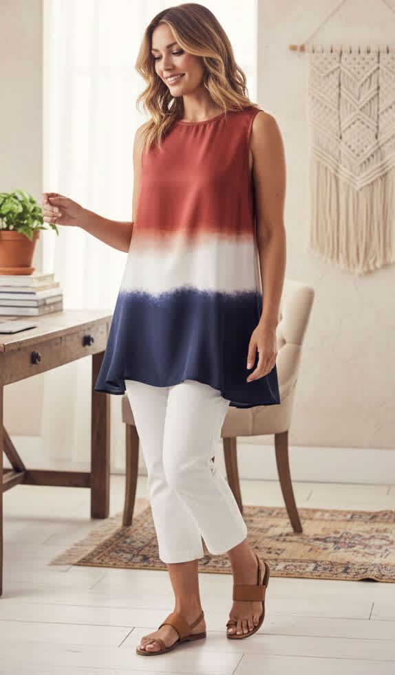 Lily by Firmiana Women’s Round Neck Sleeveless Swing Tunic Women’s Apparel - Image 12