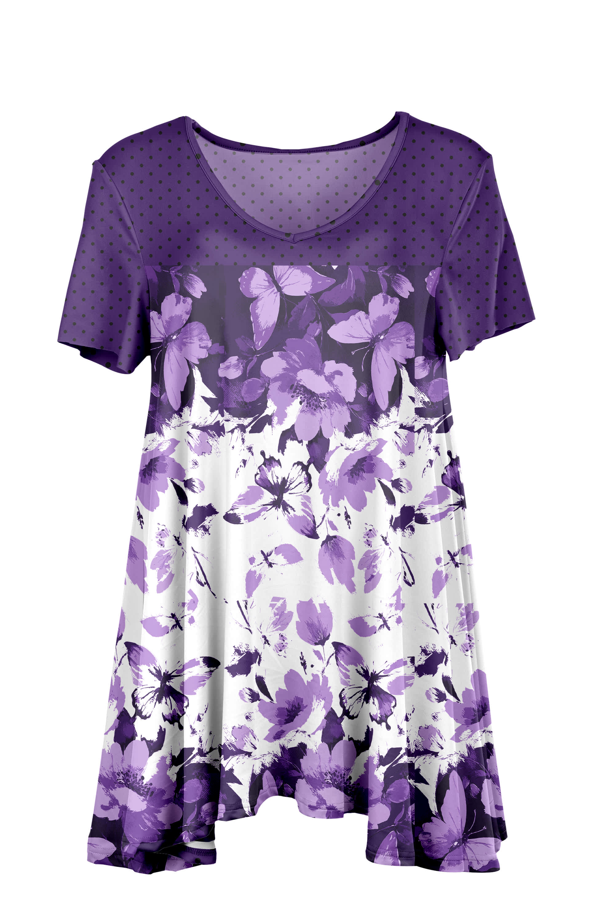 Lily by Firmiana Women’s V-Neck Short Sleeve Fishtail Tunic Women’s Apparel - Image 40