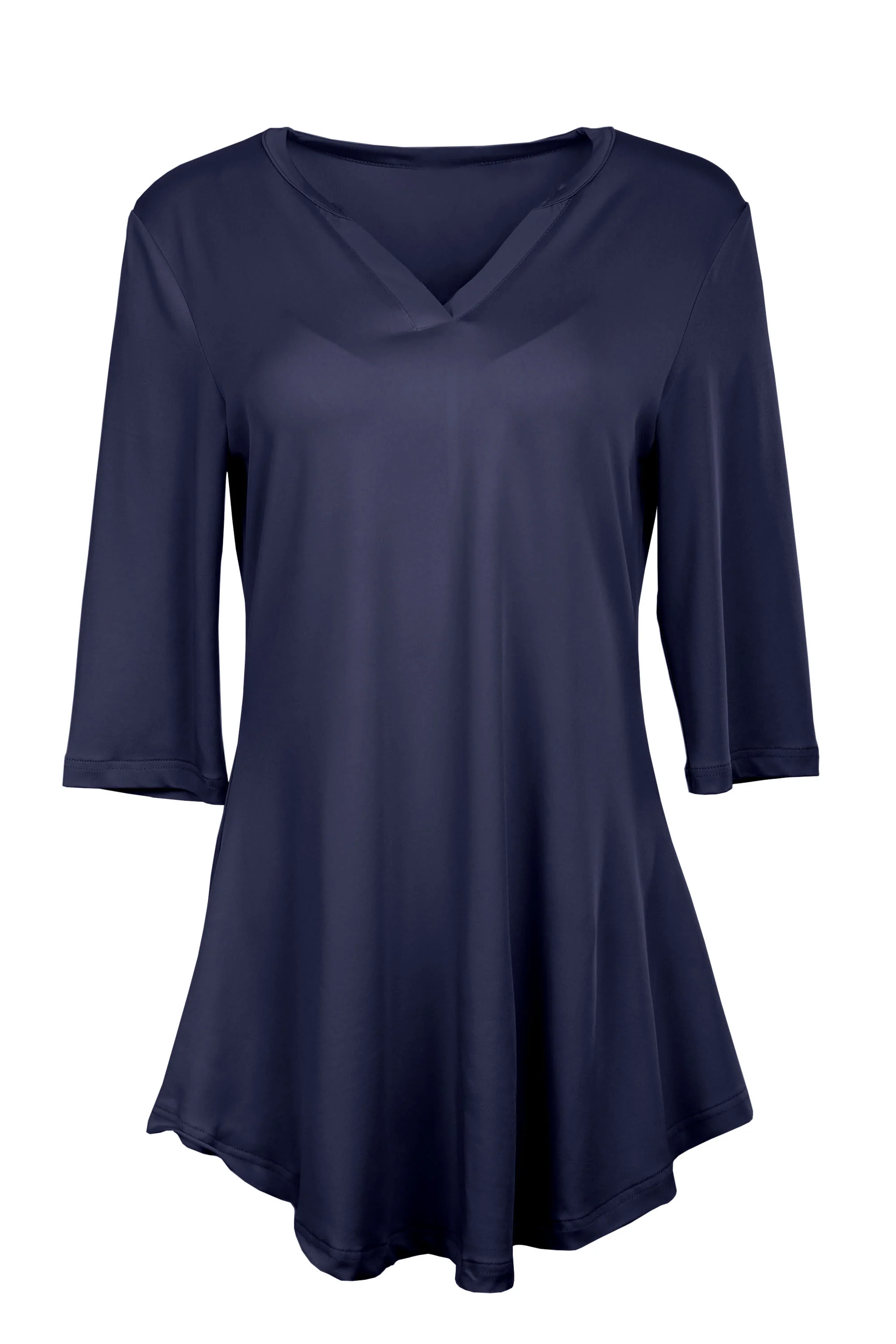 Lily by Firmiana Women's 3/4 Sleeve Notch Neck Tunic Blue Patchwork - Image 10