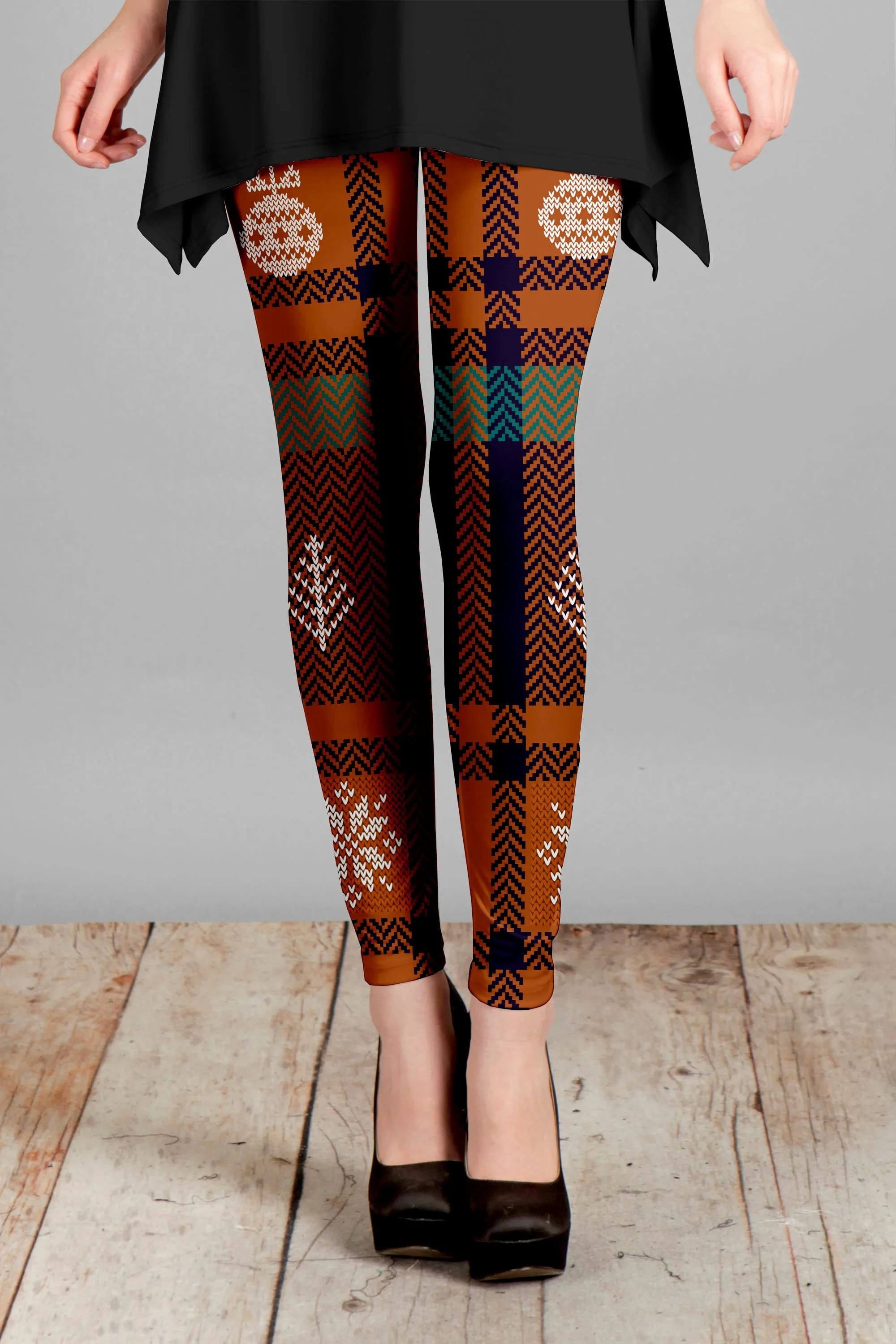 Lily by Firmiana Women's Medium Rise Printed Legging Blue & Brown Marshmallow Snowman Print - Image 15