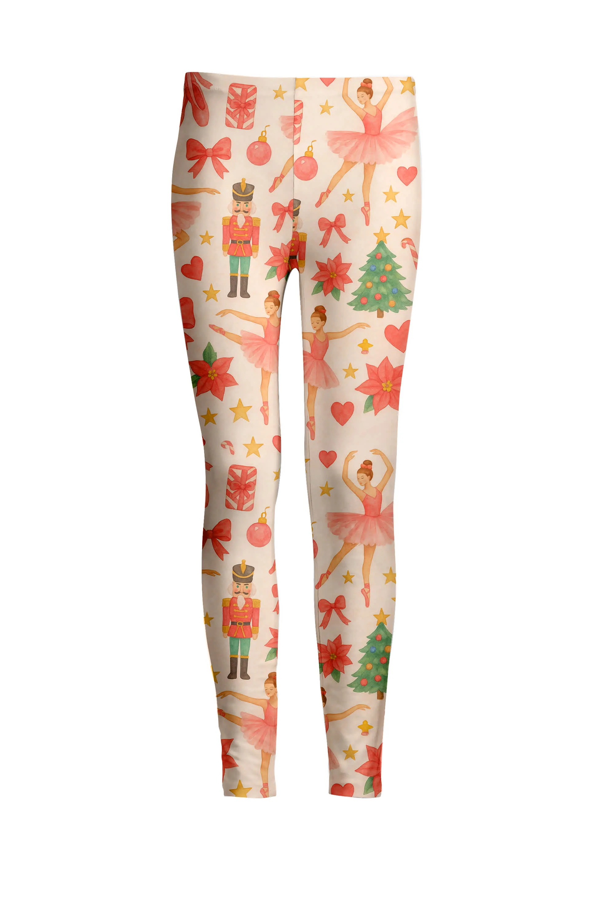 Lily by Firmiana Women's Medium Rise Printed Legging Pink and Red Nutcracker Print - Image 2