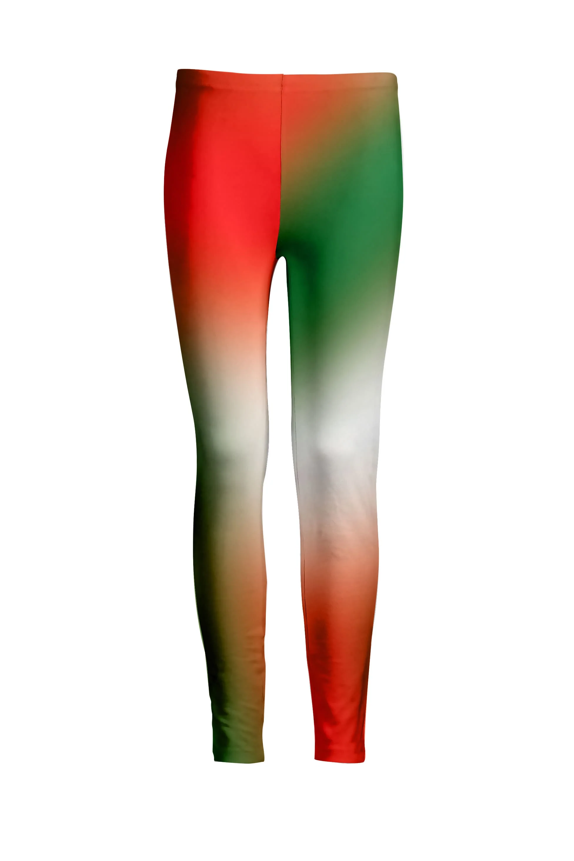 Lily by Firmiana Women's Medium Rise Printed Legging Red & Green Ombre Holiday Print