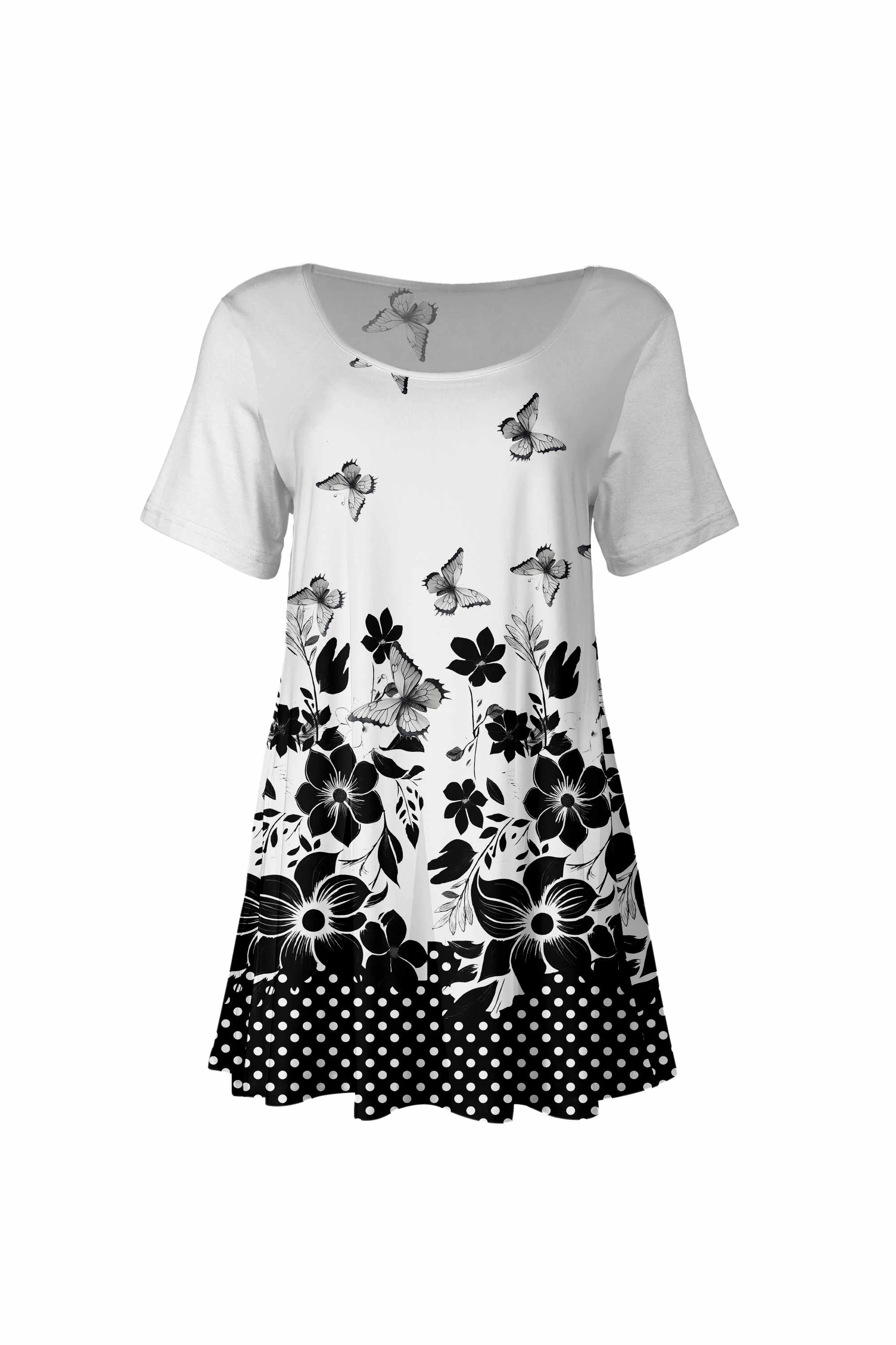 Lily by Firmiana Women's Short Sleeve Round Neck Tunic Multicolor Paint Blue - Image 6
