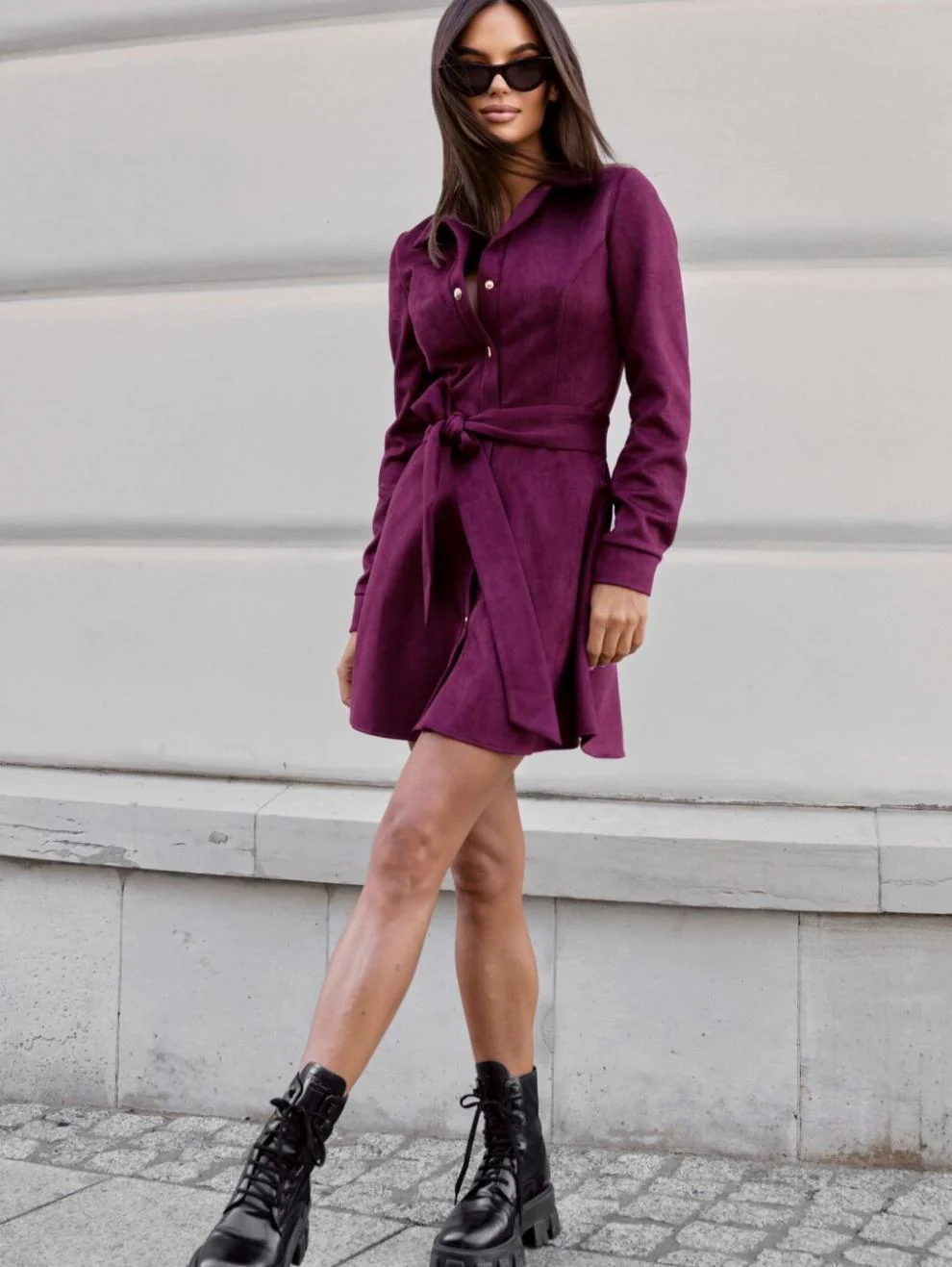 Loose Linen Lace-Up Long-Sleeve Mini Dress – 3 Colors, S–2XL - Image 7