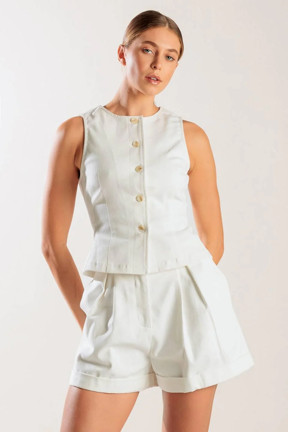 Love Letters White Woven Vest - Image 6
