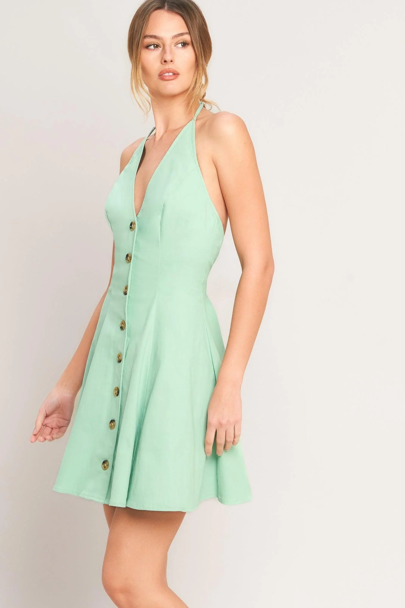 Lovely Charm Mint Woven Mini Dress - Image 4