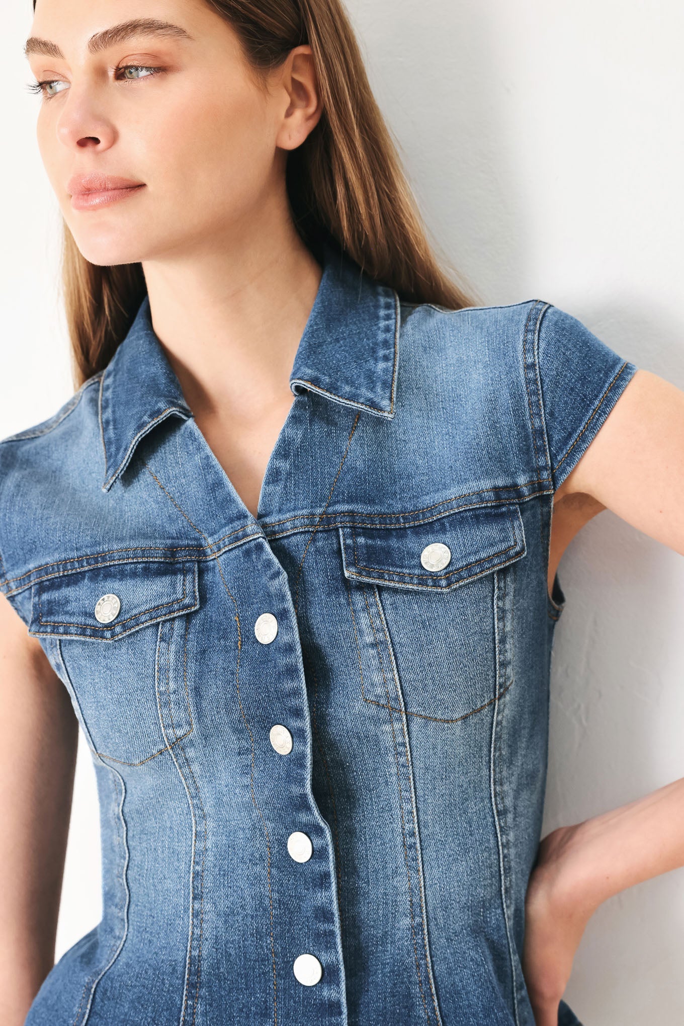 Lovely Collar Denim Top - Image 2