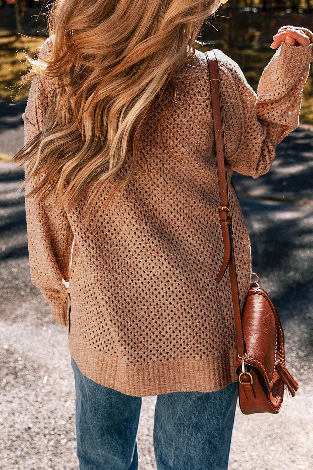 Threaded Pear Luciana Eyelet Drop Shoulder Sweater - Image 2