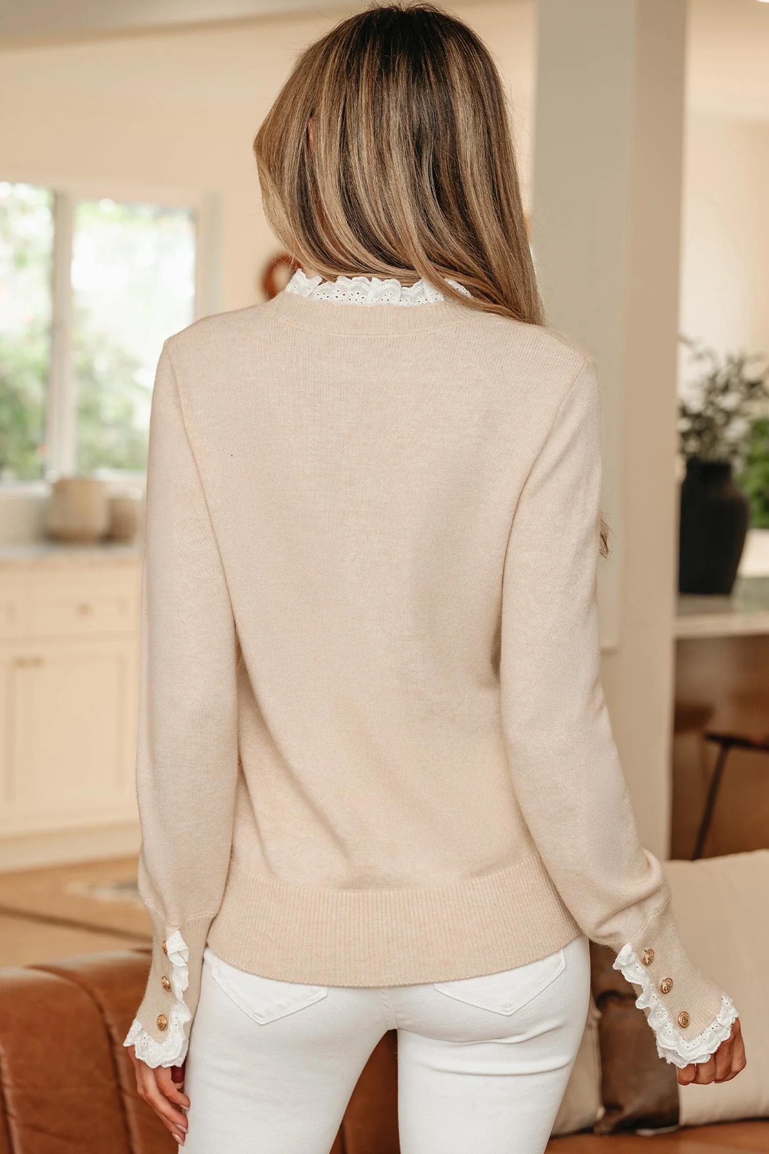 Threaded Pear Madalyn Patchwork Cuffs Loose Sweater - Image 2