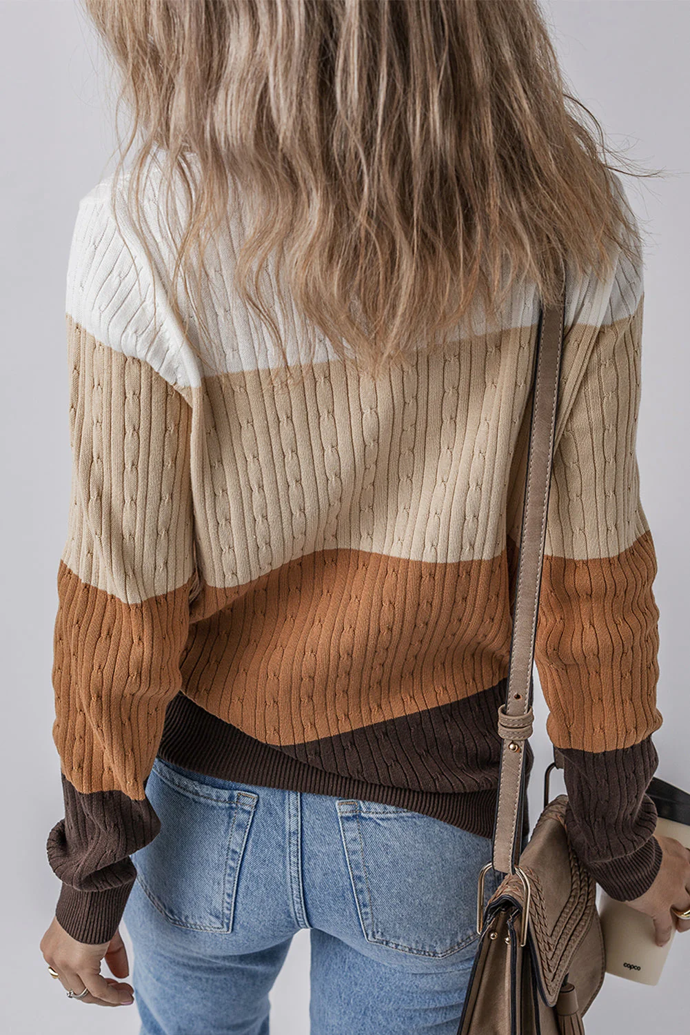 Threaded Pear Madison Colorblock Cable Knit Sweater - Image 2